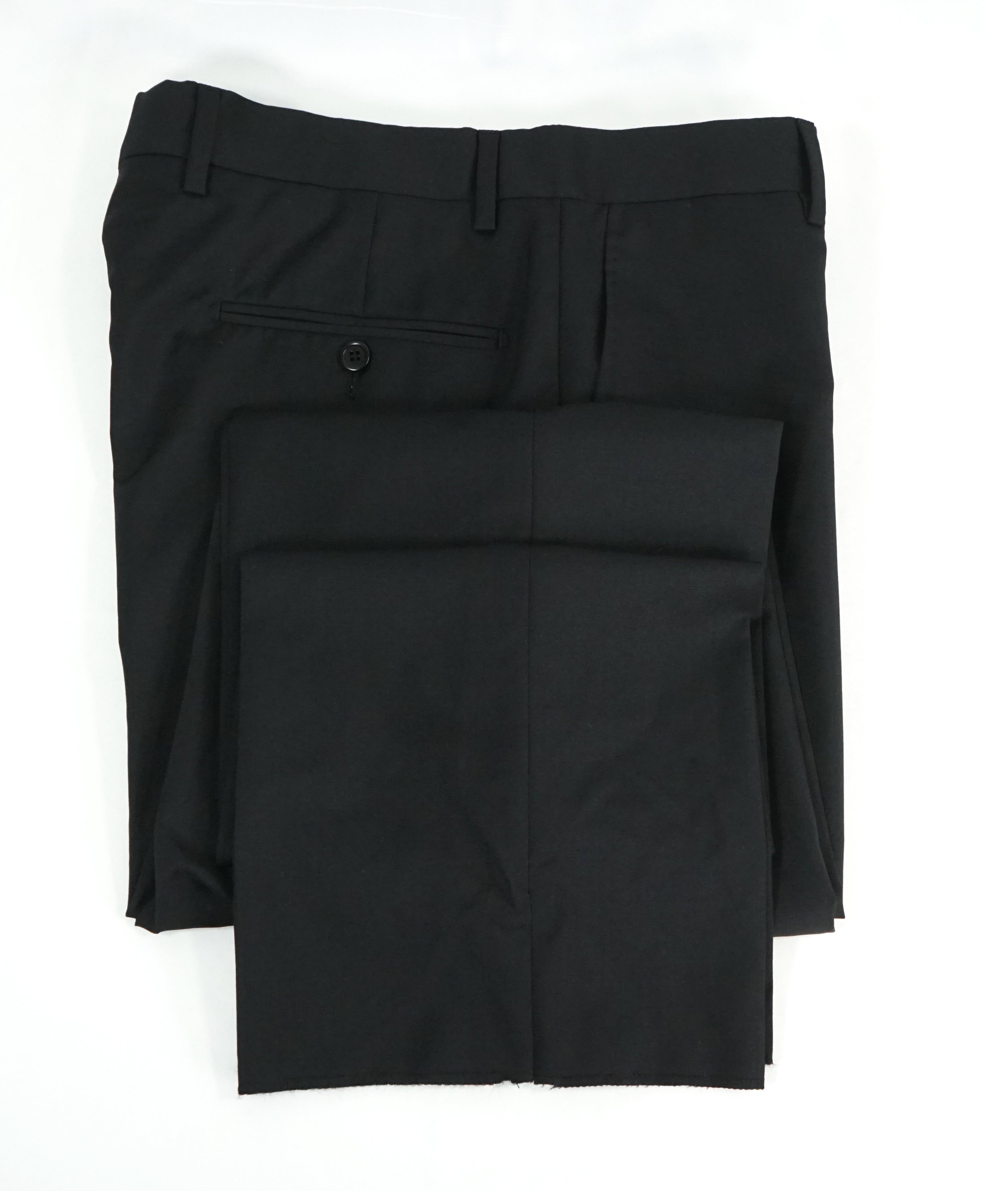 SAKS FIFTH AVE -Black Wool & Silk MADE IN ITALY Flat Front Dress Pants- 34W