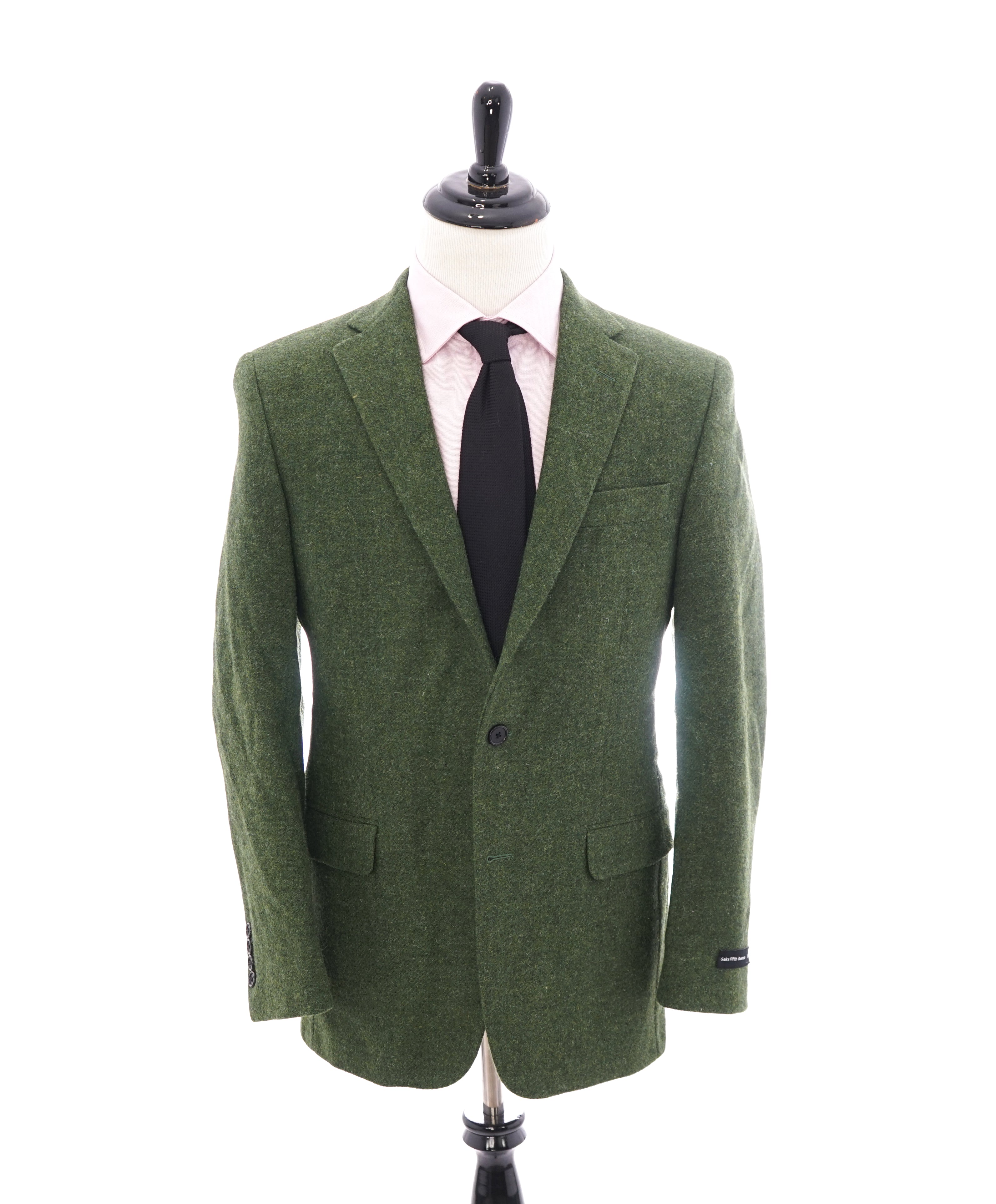 SAKS 5TH AVE BY HICKEY FREEMAN - Green Flannel Wool Blazer - 38R