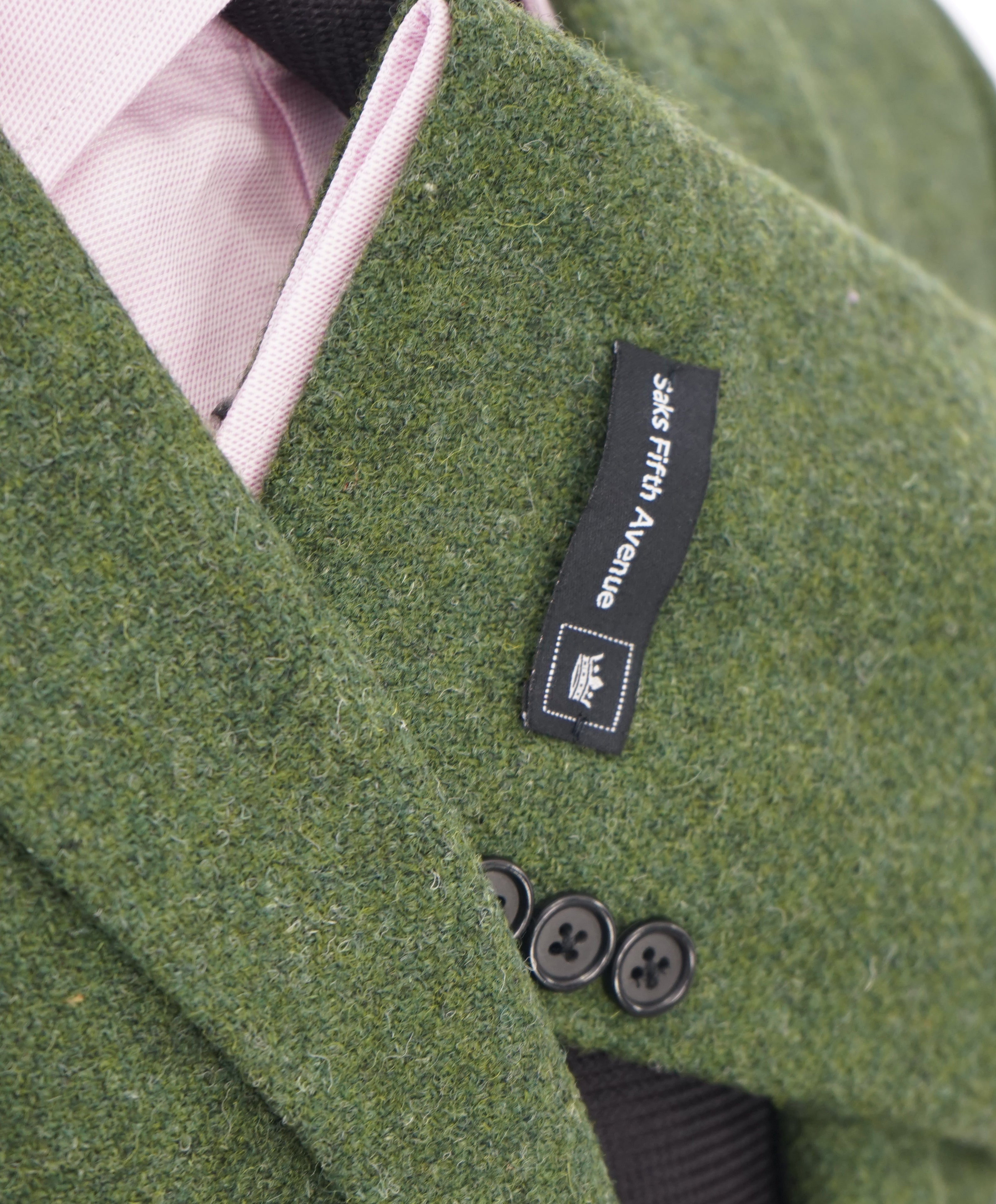 SAKS 5TH AVE BY HICKEY FREEMAN - Green Flannel Wool Blazer - 38R