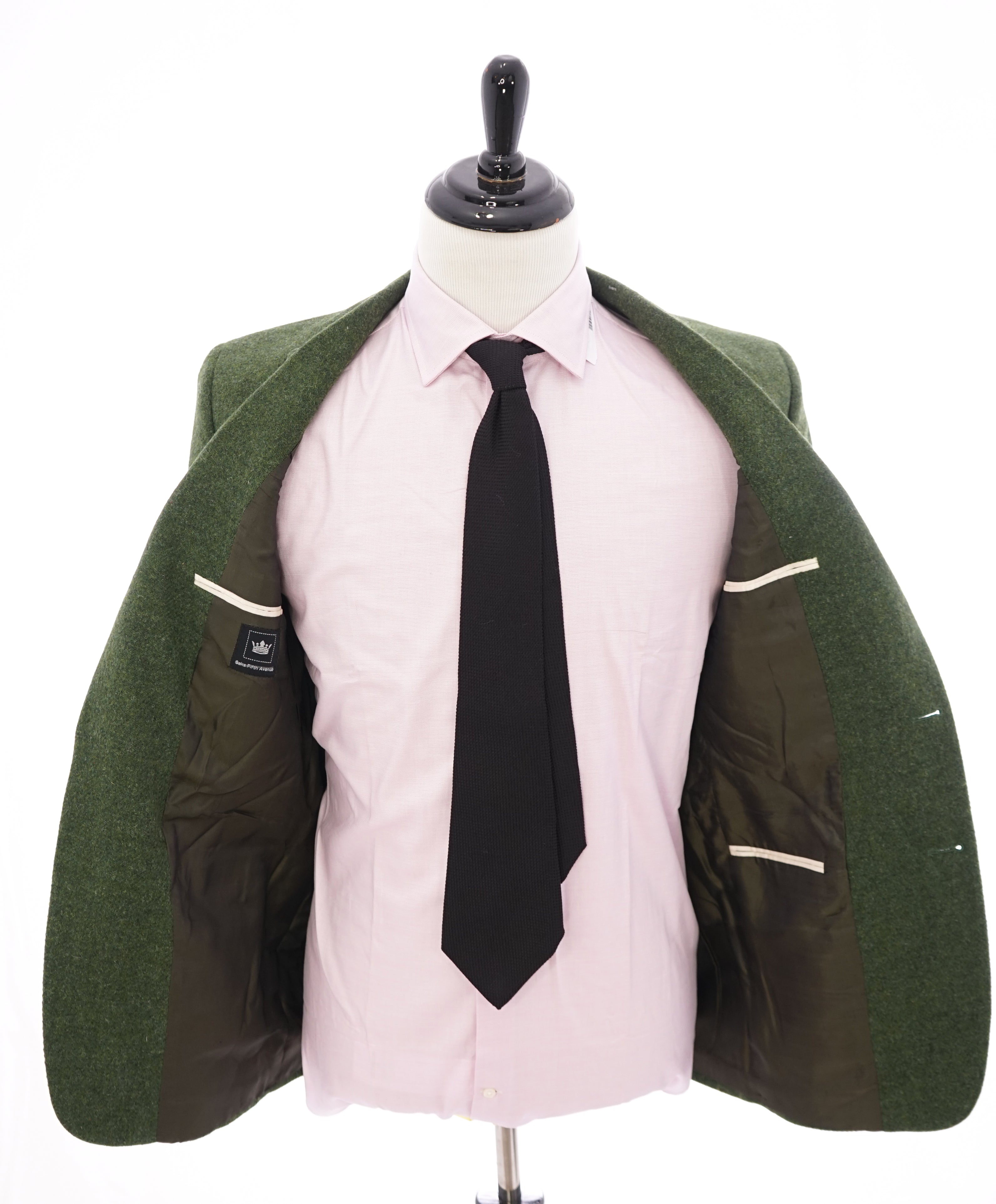 SAKS 5TH AVE BY HICKEY FREEMAN - Green Flannel Wool Blazer - 44L