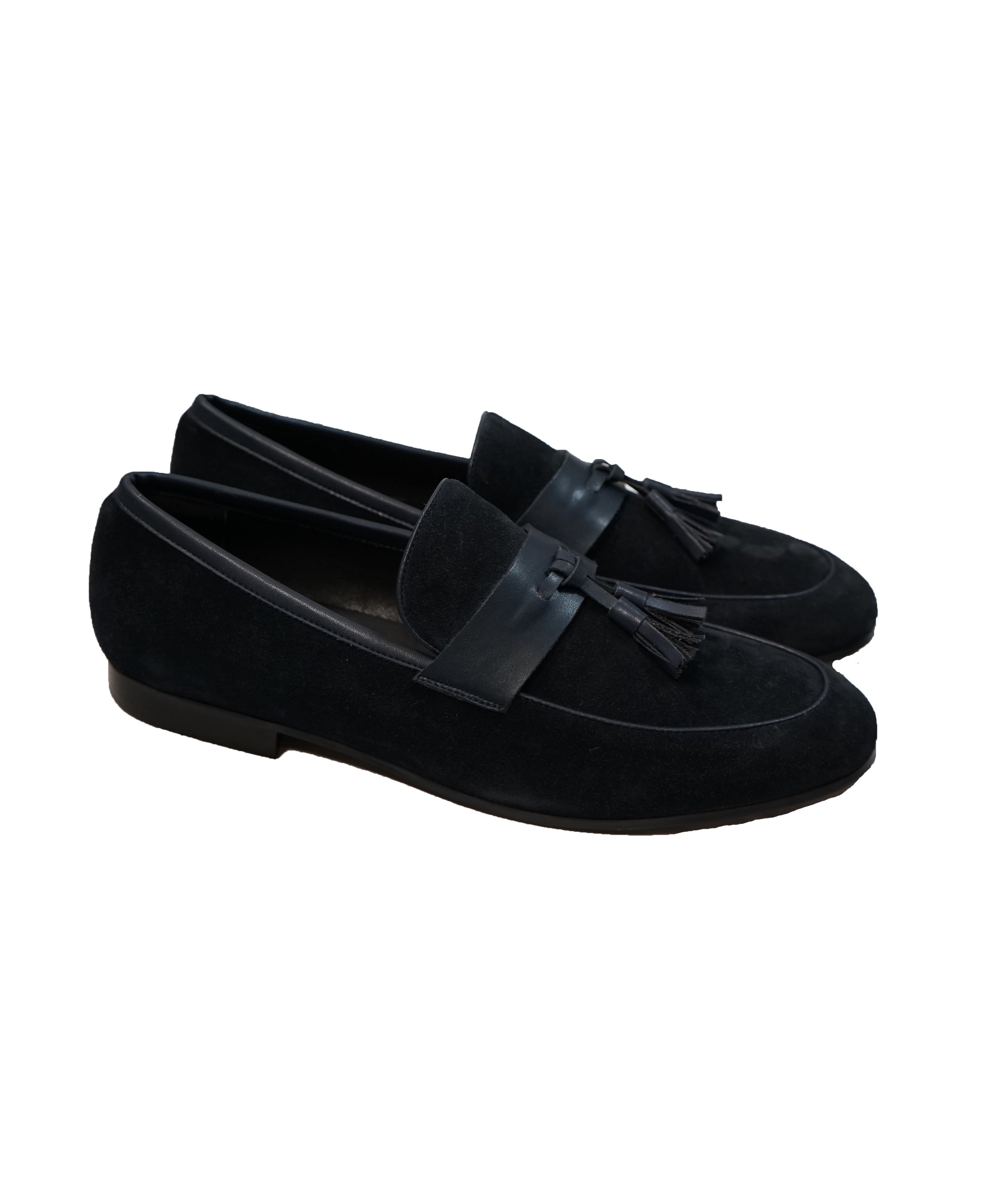 SAKS FIFTH AVENUE- Blue Leather & Suede Tassel Loafers - 11