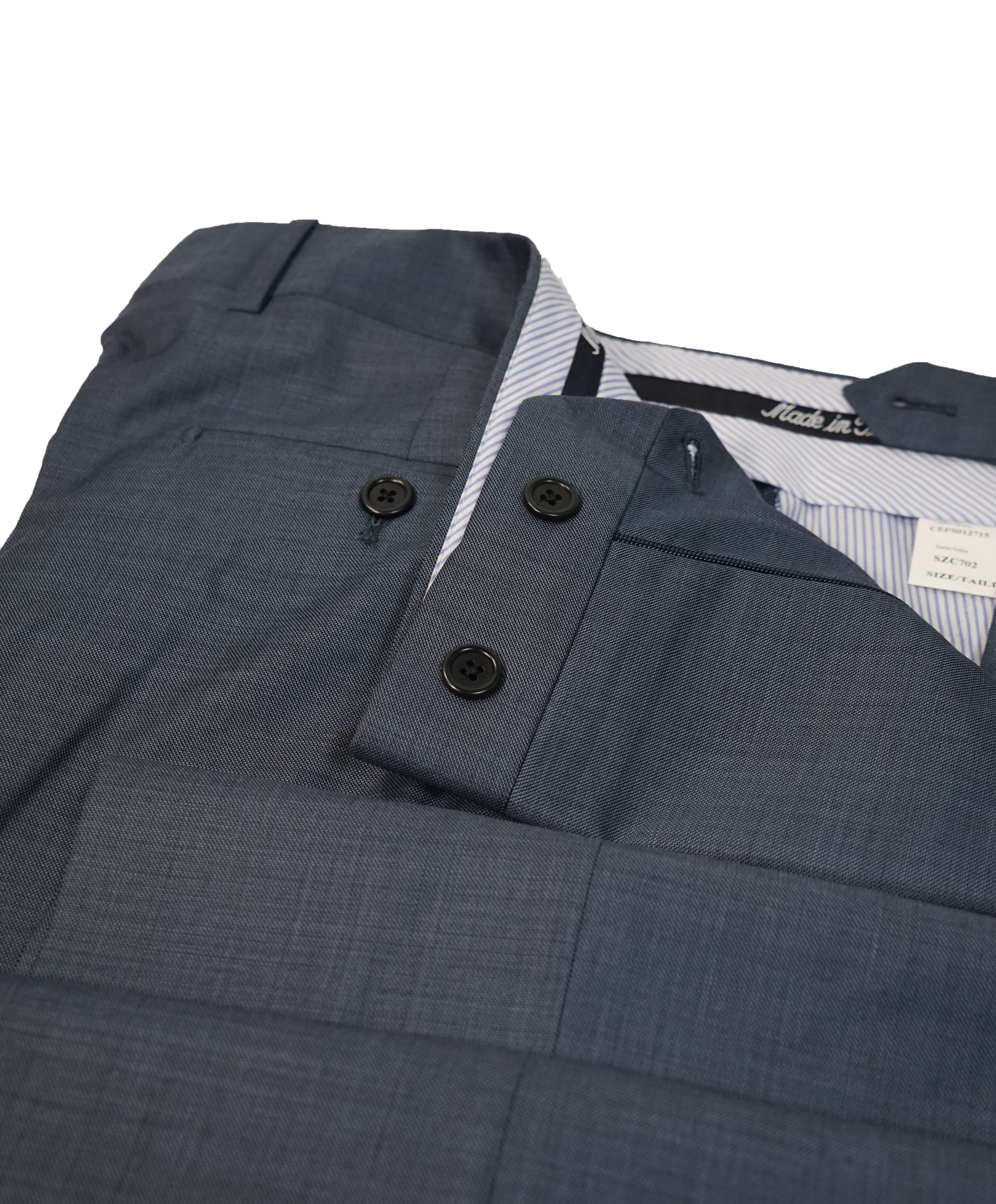 SAKS FIFTH AVENUE - Medium Blue Birdseye Flat Front Dress Pants- 31W
