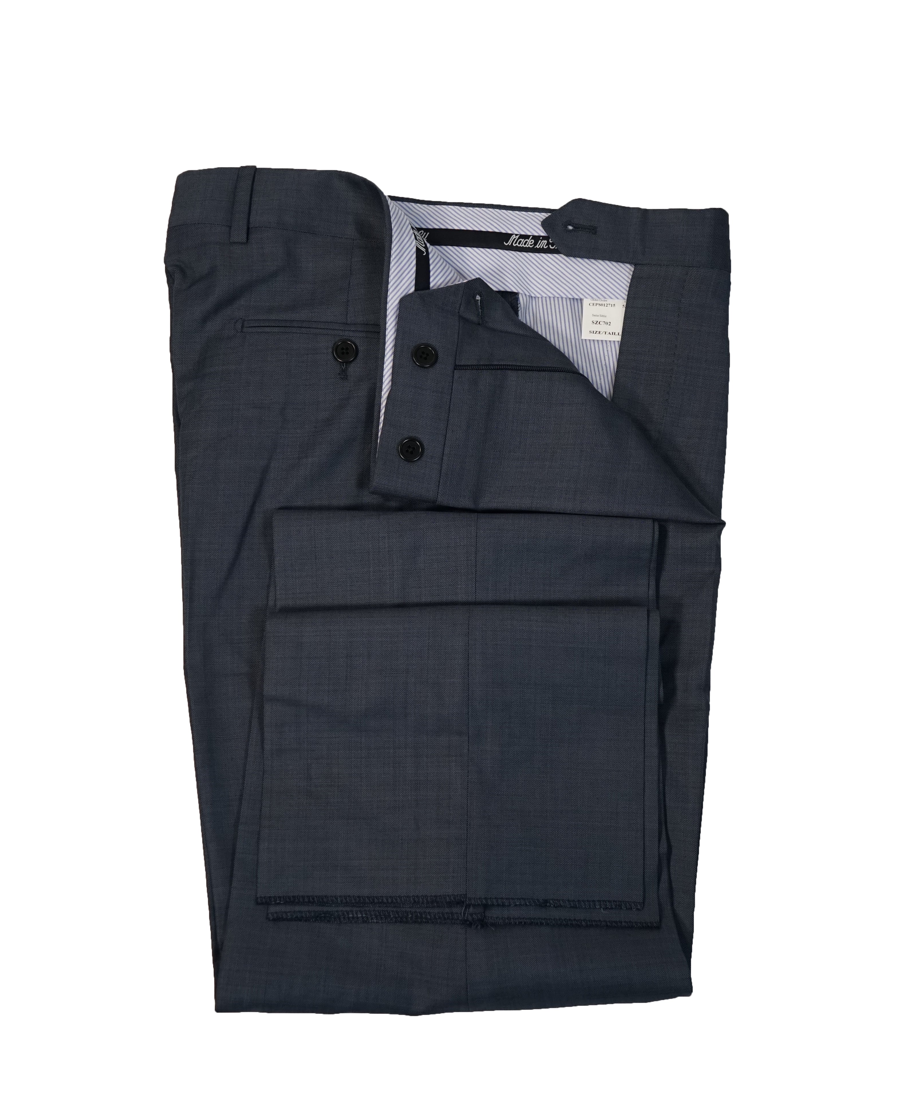 SAKS FIFTH AVENUE - Medium Blue Birdseye Flat Front Dress Pants- 31W