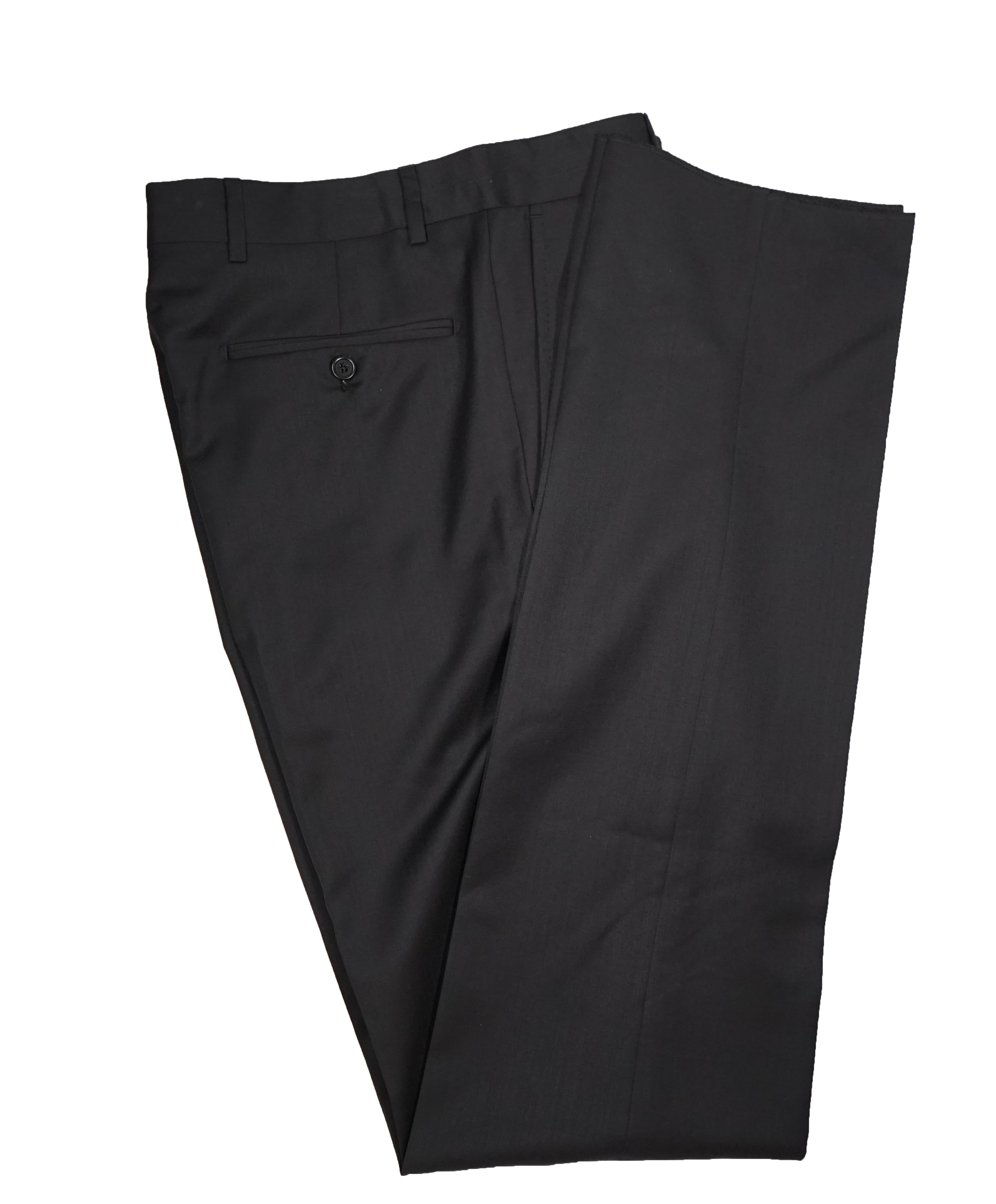 SAKS FIFTH AVENUE - Solid Black Made In Italy Dress Pants - 30W