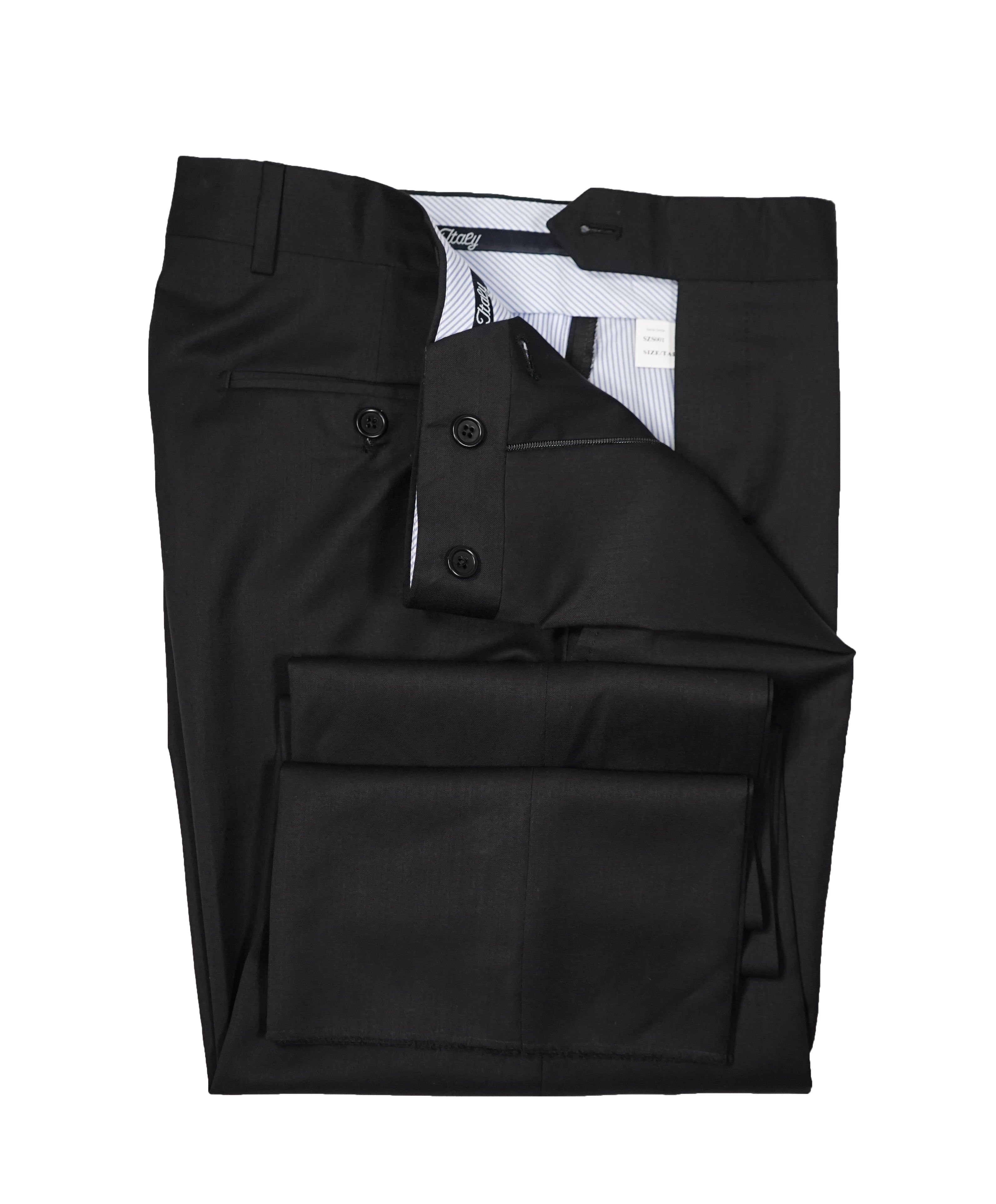 SAKS FIFTH AVENUE - Solid Black Made In Italy Dress Pants - 30W