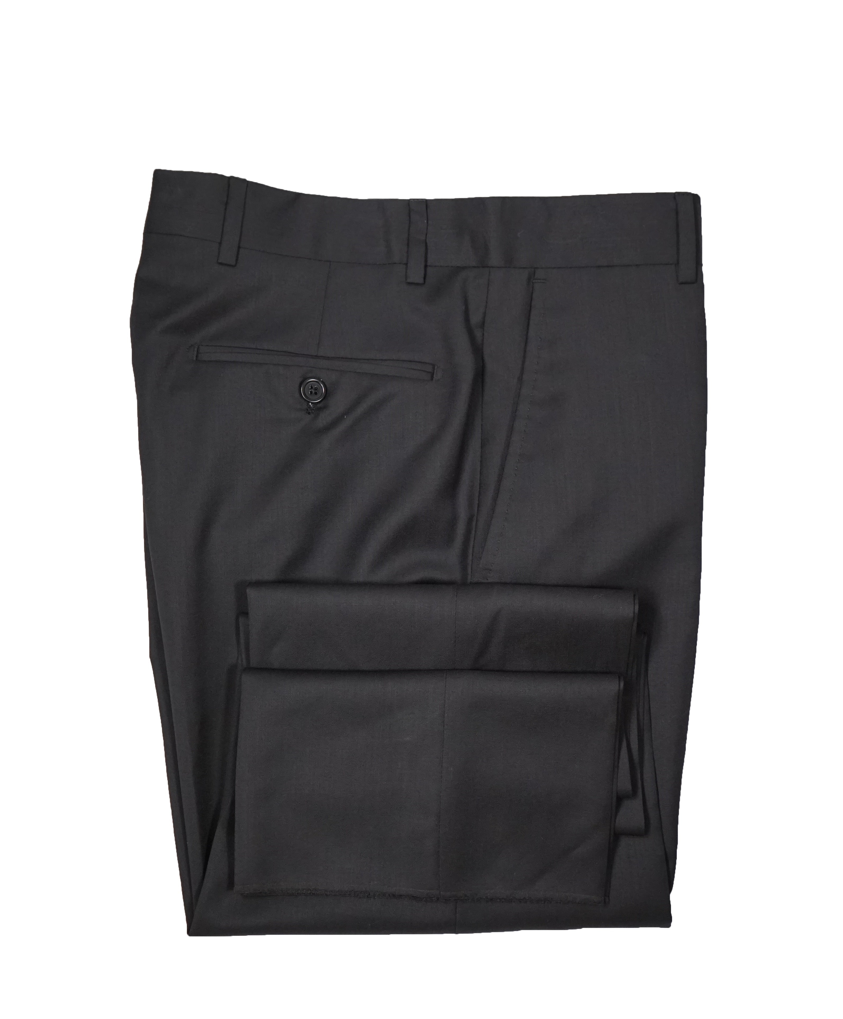 SAKS FIFTH AVENUE - Solid Black Made In Italy Dress Pants - 30W