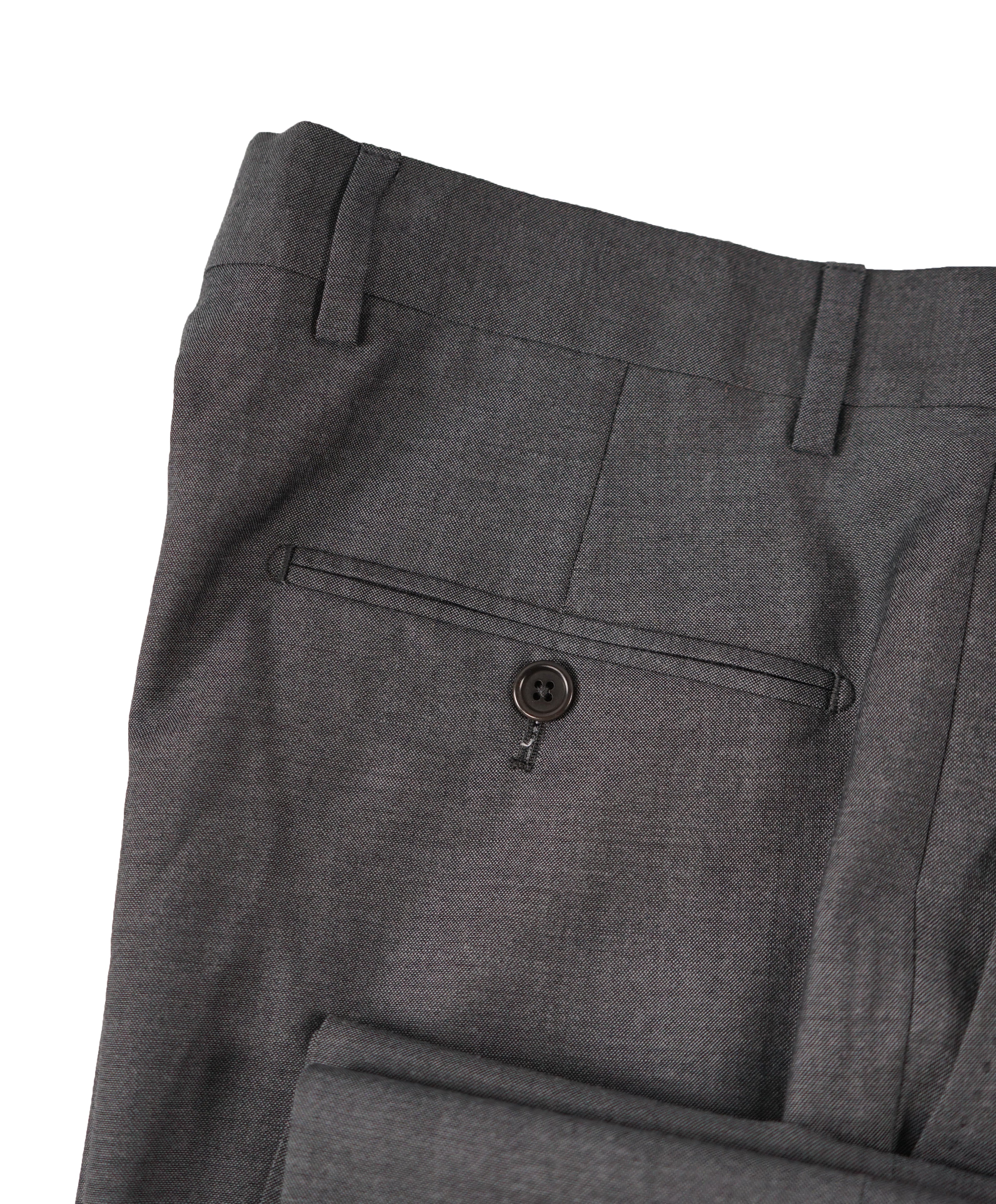 SAKS FIFTH AVE - Gray W Purple Lining Wool MADE IN ITALY Flat Front Dress Pants - 32W