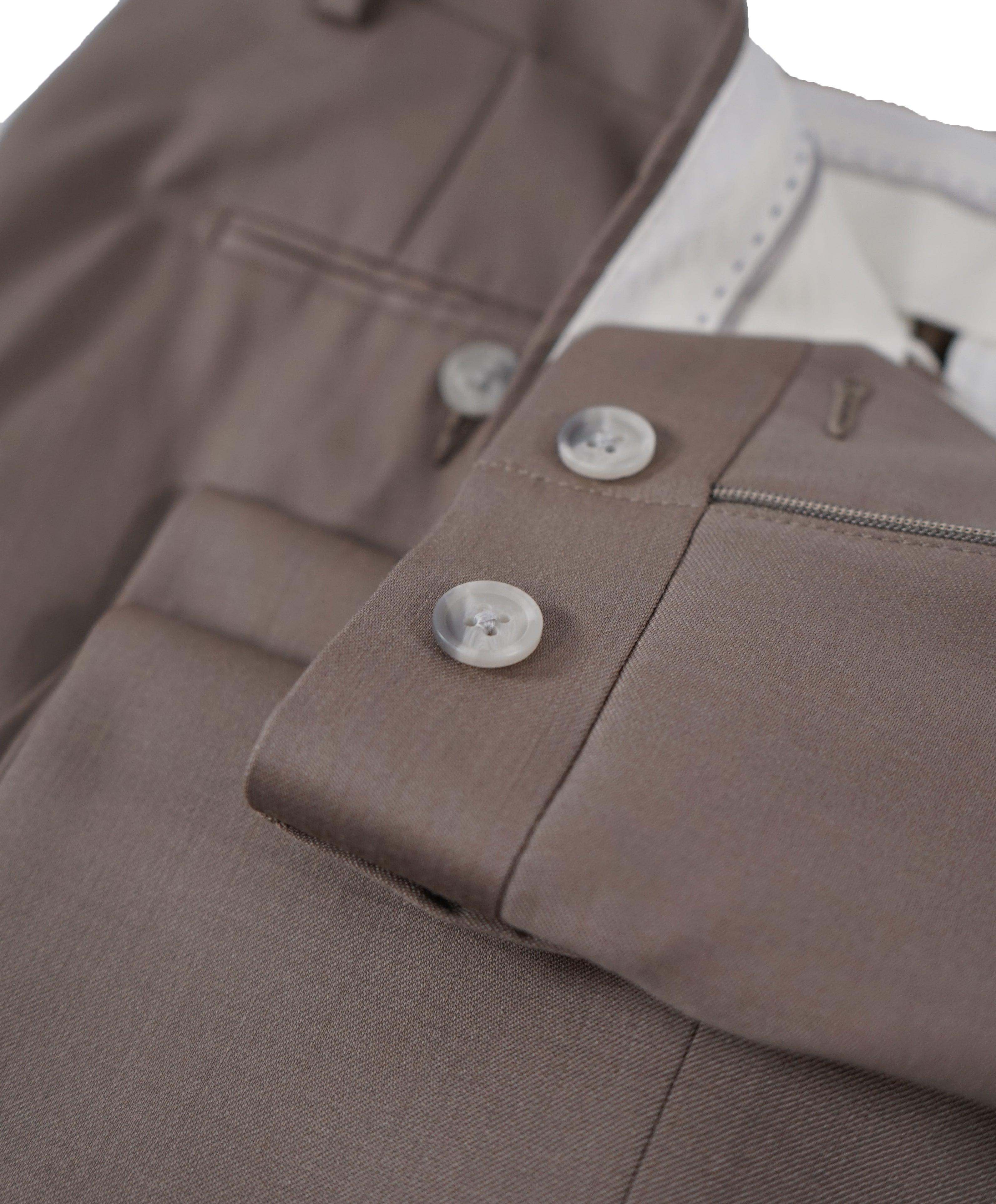 SAKS FIFTH AVE - Stone Gray Beige Wool Flat Front Dress Pants - 31W