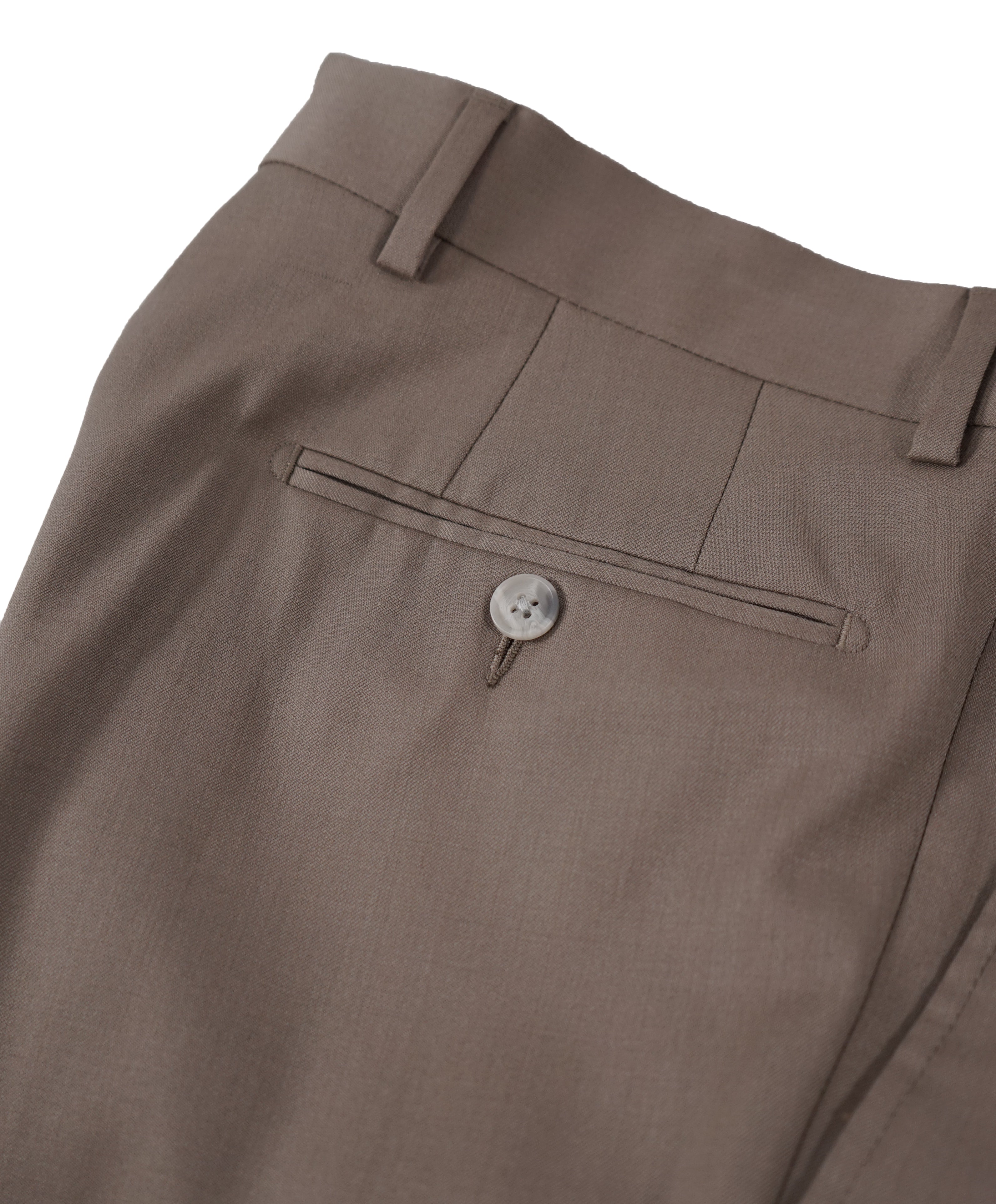 SAKS FIFTH AVE - Stone Gray Beige Wool Flat Front Dress Pants - 31W
