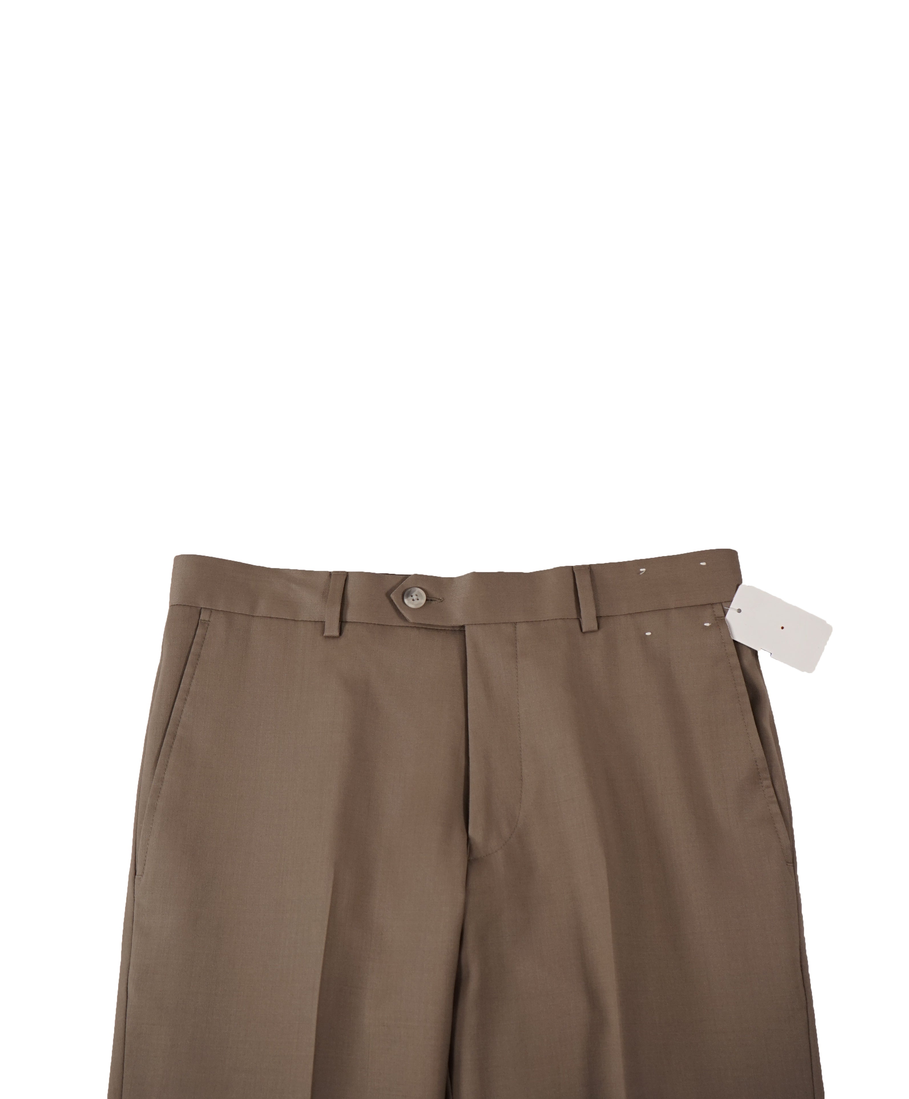 SAKS FIFTH AVE - Stone Gray Beige Wool Flat Front Dress Pants - 31W