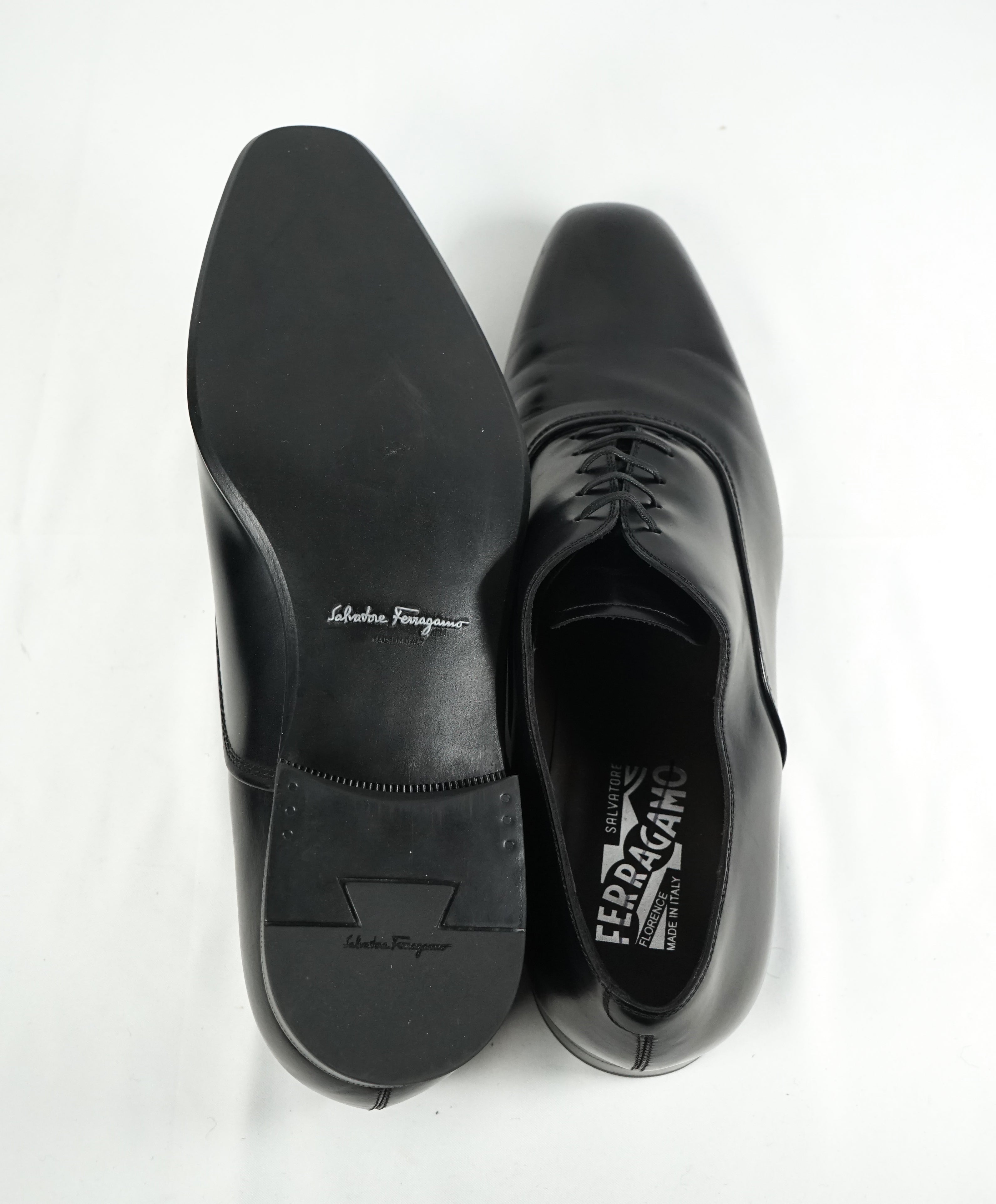 SALVATORE FERRAGAMO - “Dunn” Fedele style Black Oxford W Rubber Sole - 10 EE