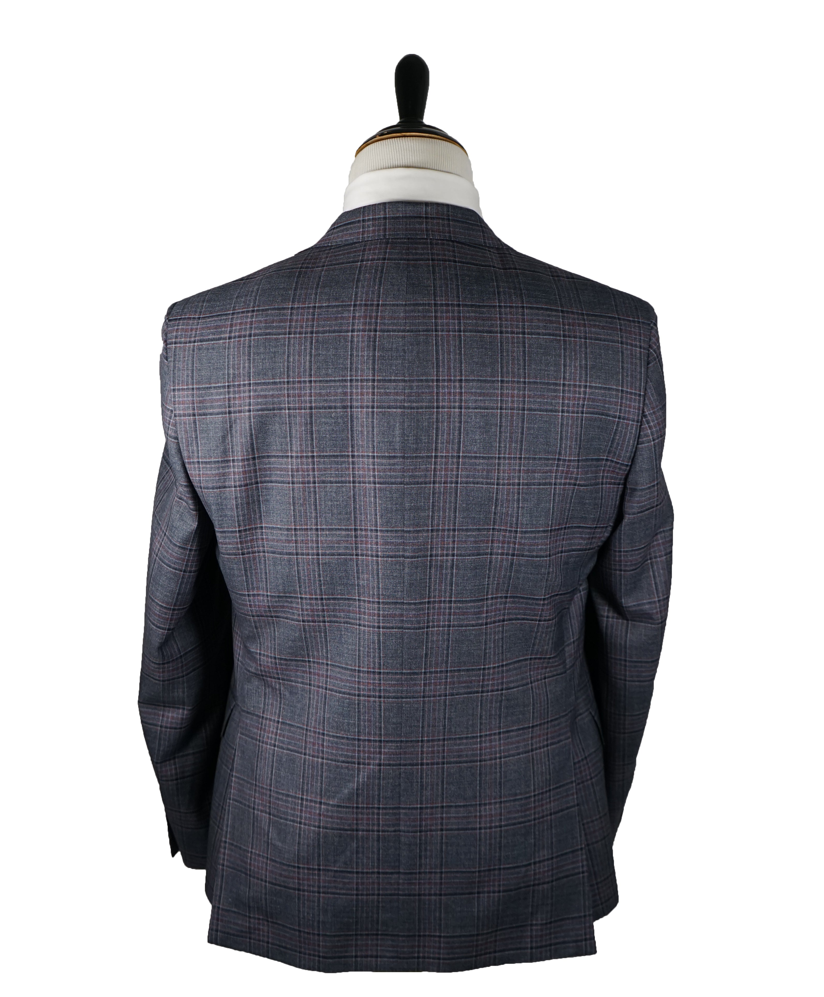 SAMUELSOHN - 2-Button Bold Plaid Gray Pink & Burgundy Blazer - 42R