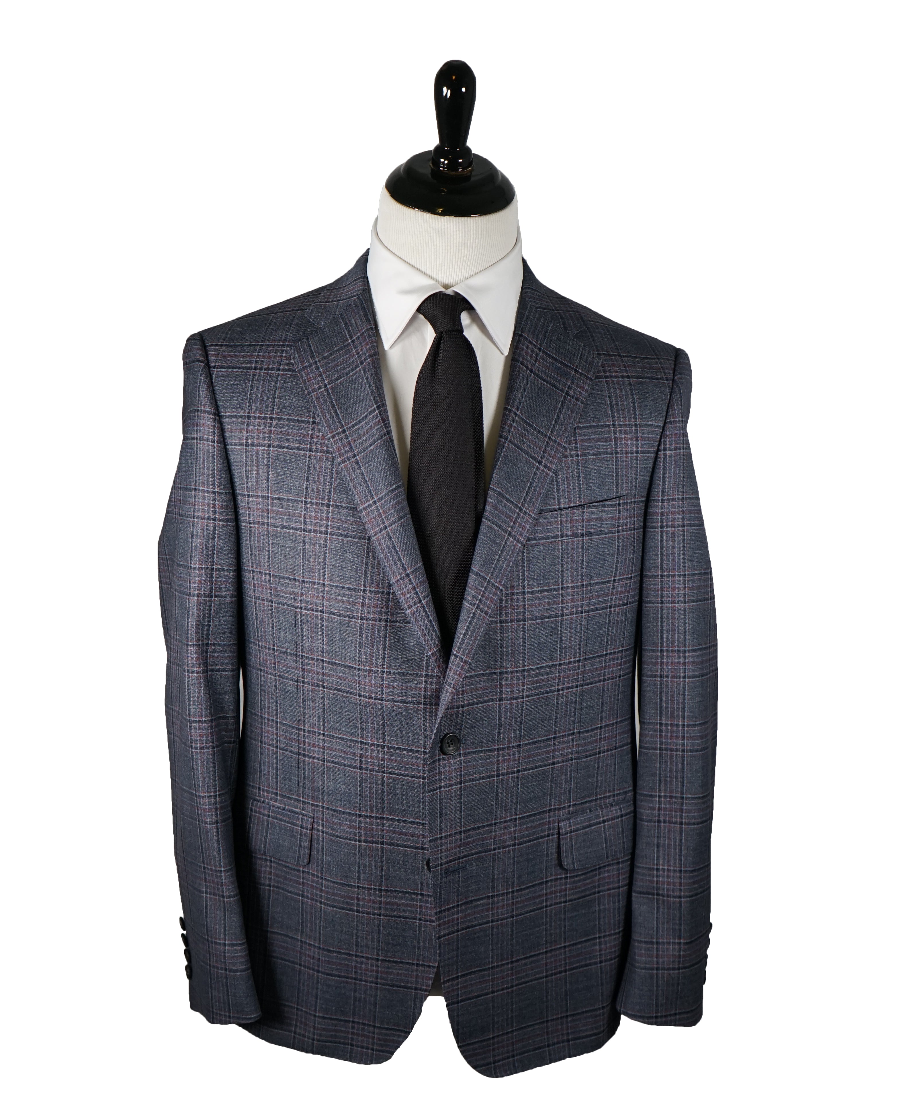 SAMUELSOHN - 2-Button Bold Plaid Gray Pink & Burgundy Blazer - 42R
