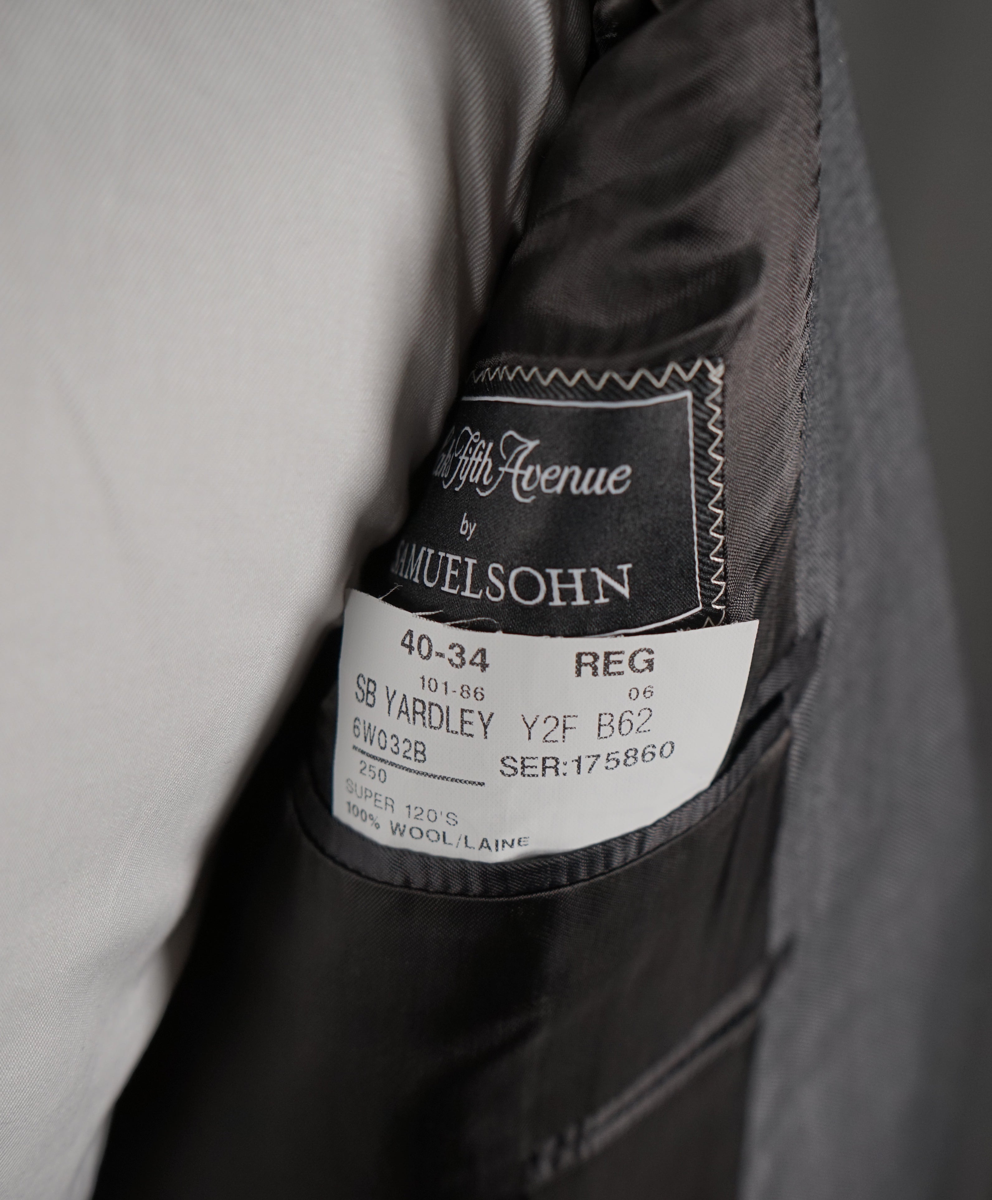 SAMUELSOHN - Super 120’s Medium Gray Textured Pattern Suit - 40R