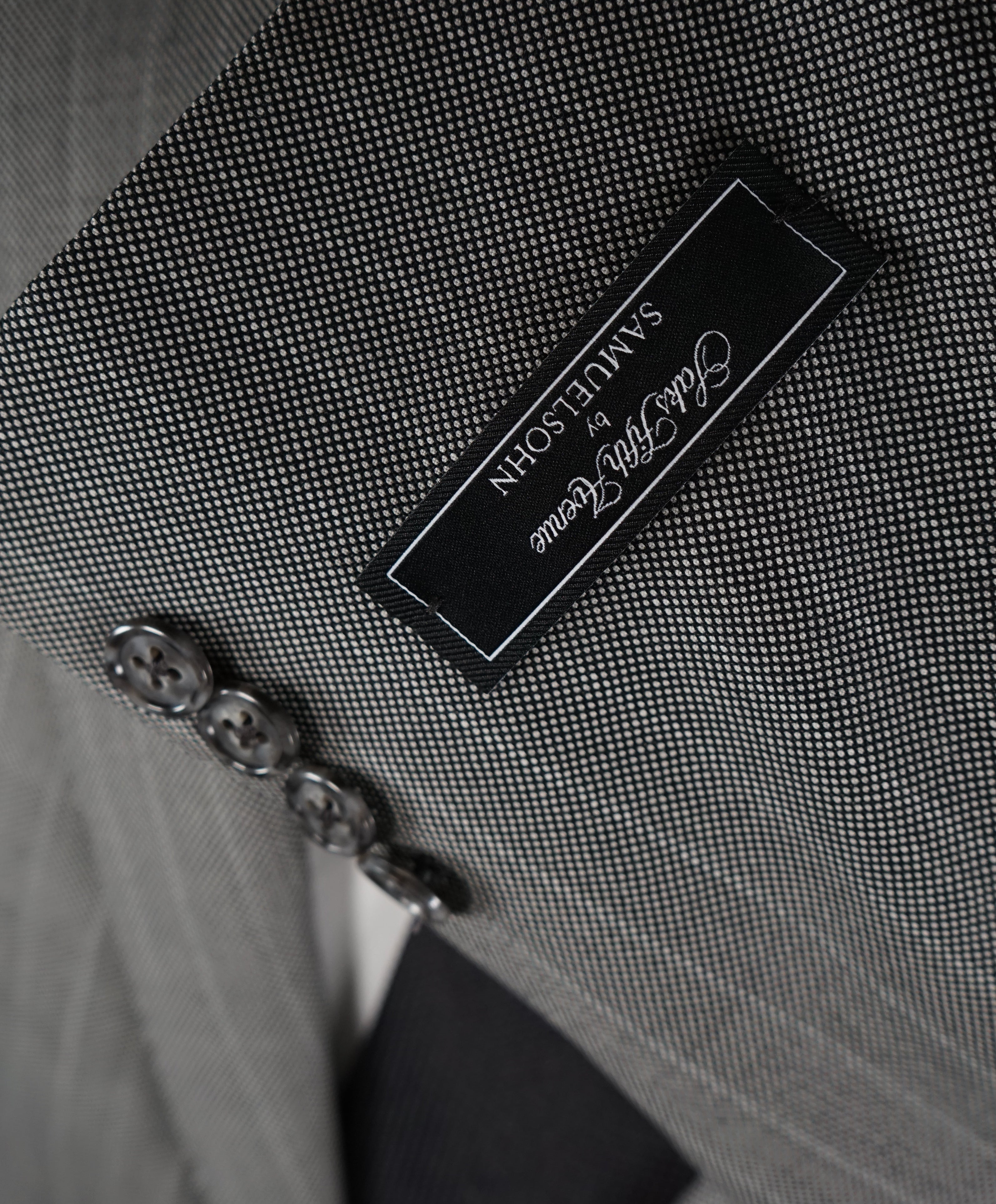 SAMUELSOHN - Super 130’s Textured Wool Gray Birdseye Stripe Suit - 44L