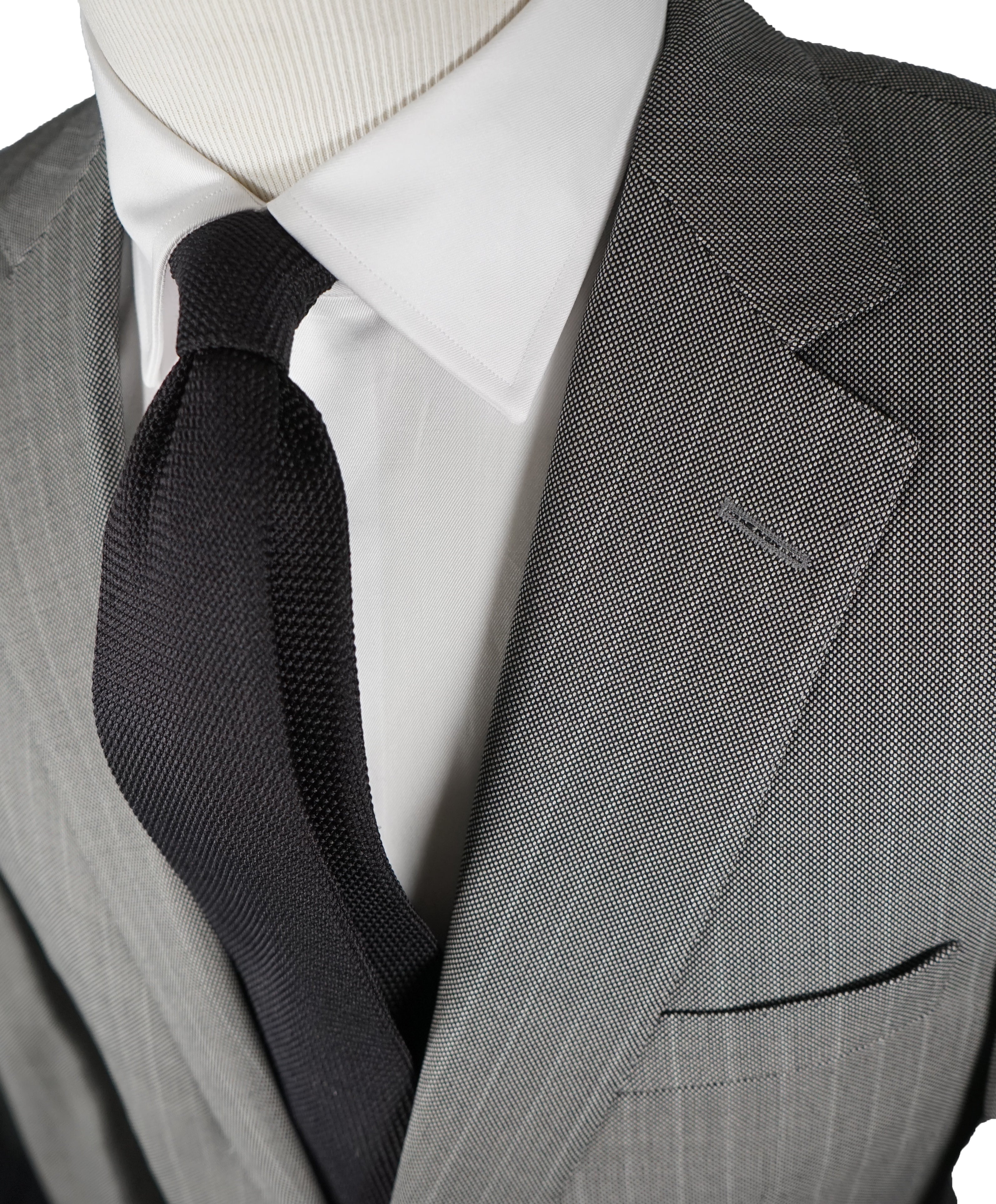 SAMUELSOHN - Super 130’s Textured Wool Gray Birdseye Stripe Suit - 44L