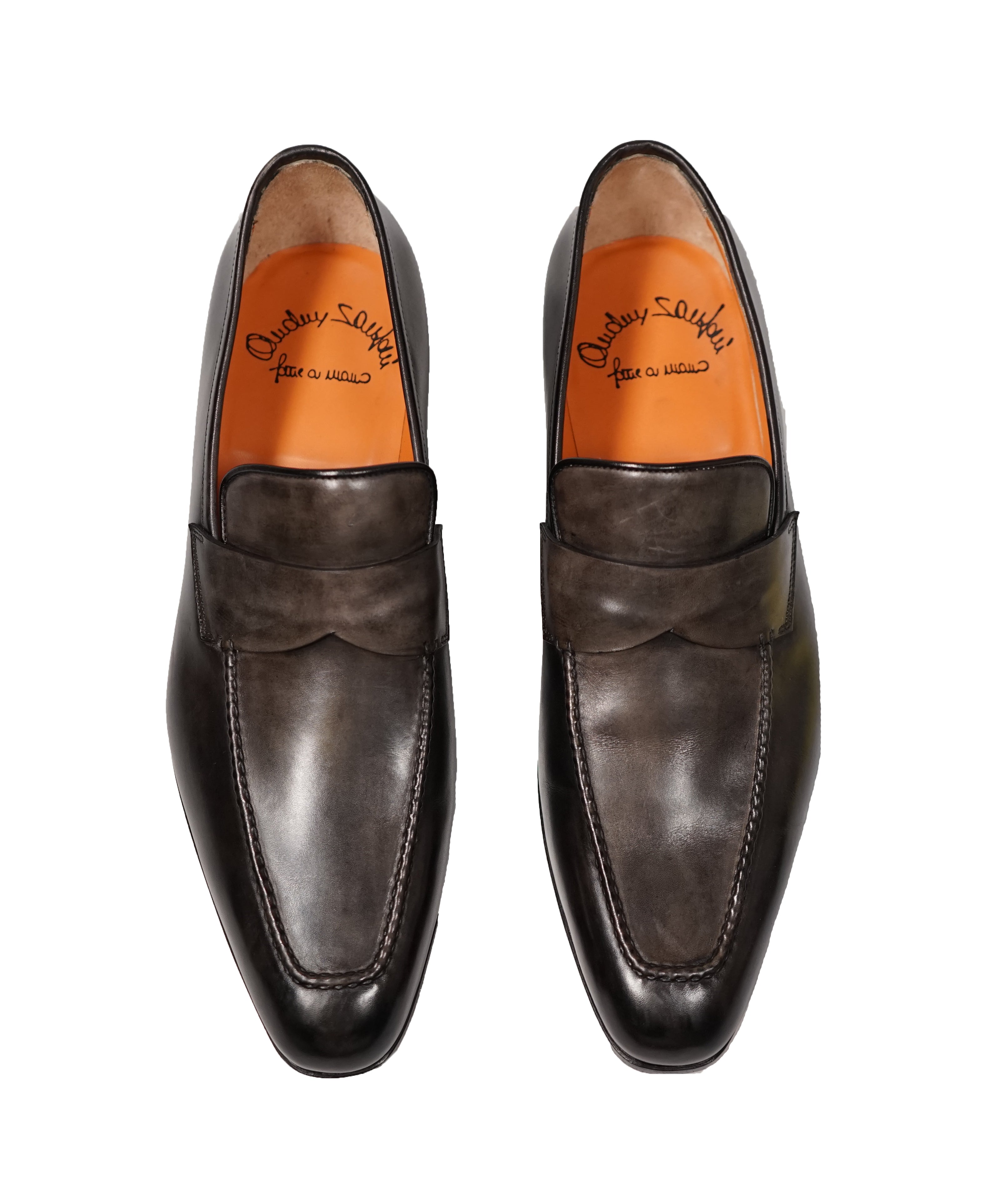 SANTONI - Fatte A Mano Hand Patina Moc Penny Loafers - 10.5