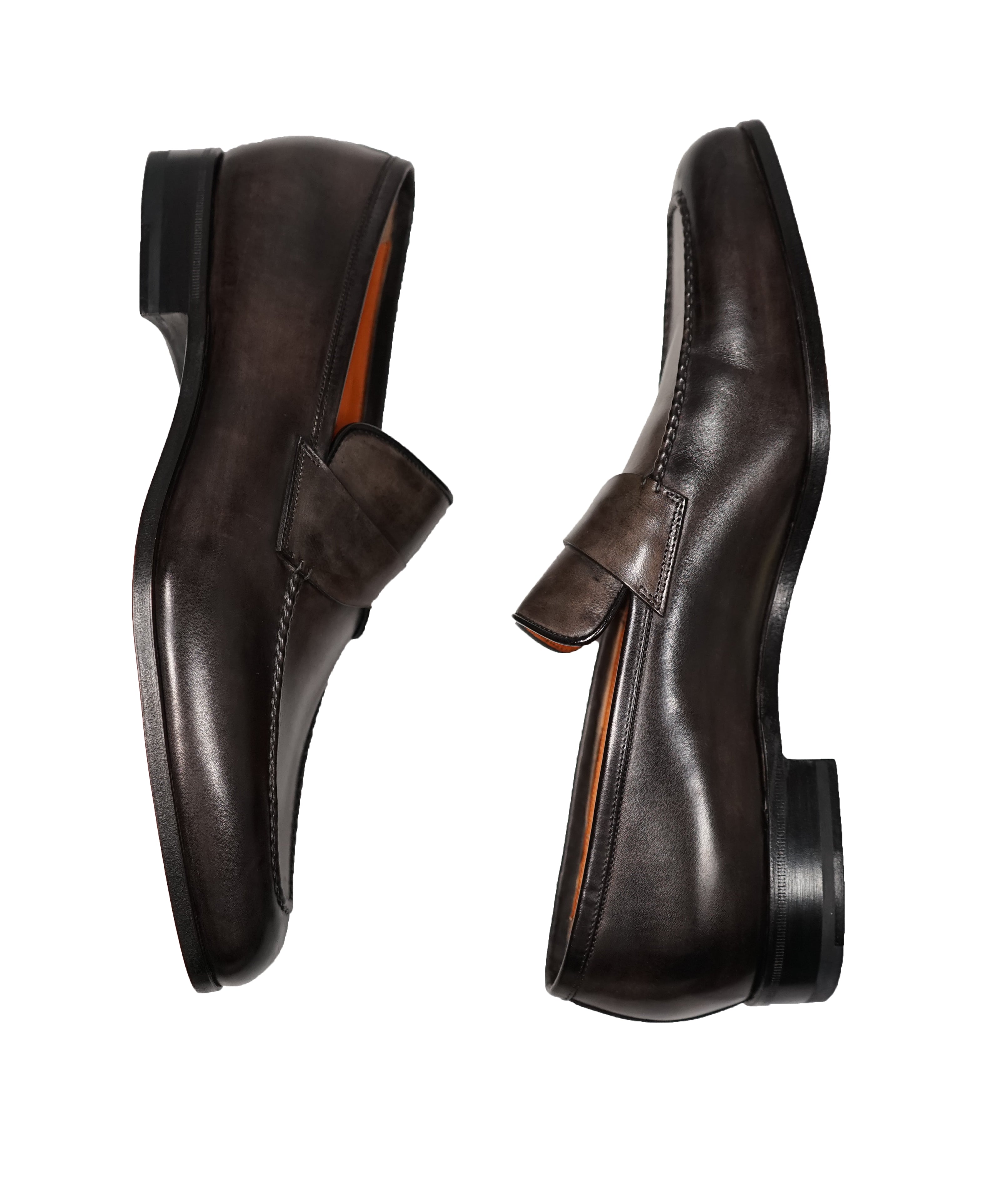 SANTONI - Fatte A Mano Hand Patina Moc Penny Loafers - 10.5