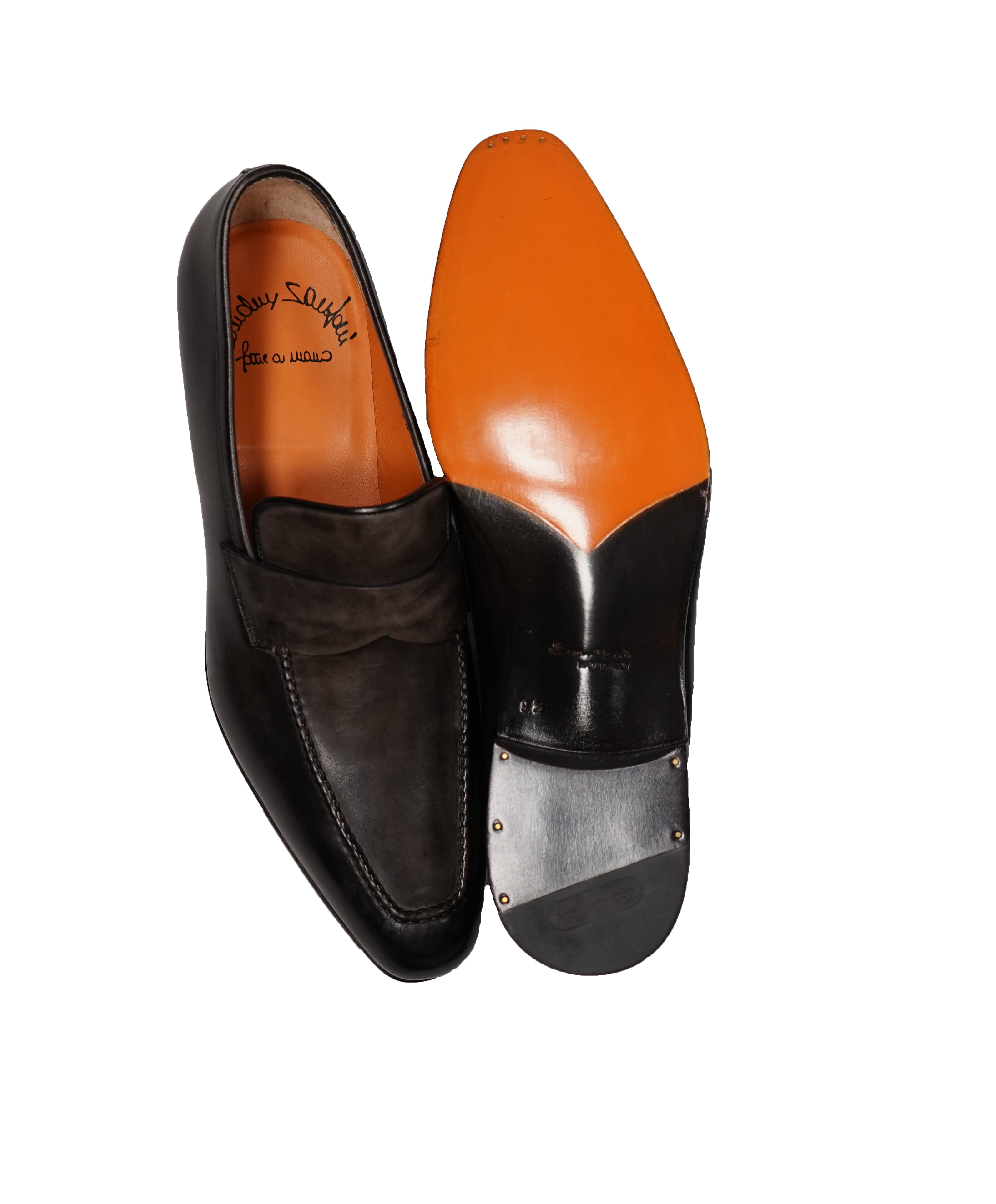 SANTONI - Fatte A Mano Hand Patina Moc Penny Loafers - 10.5