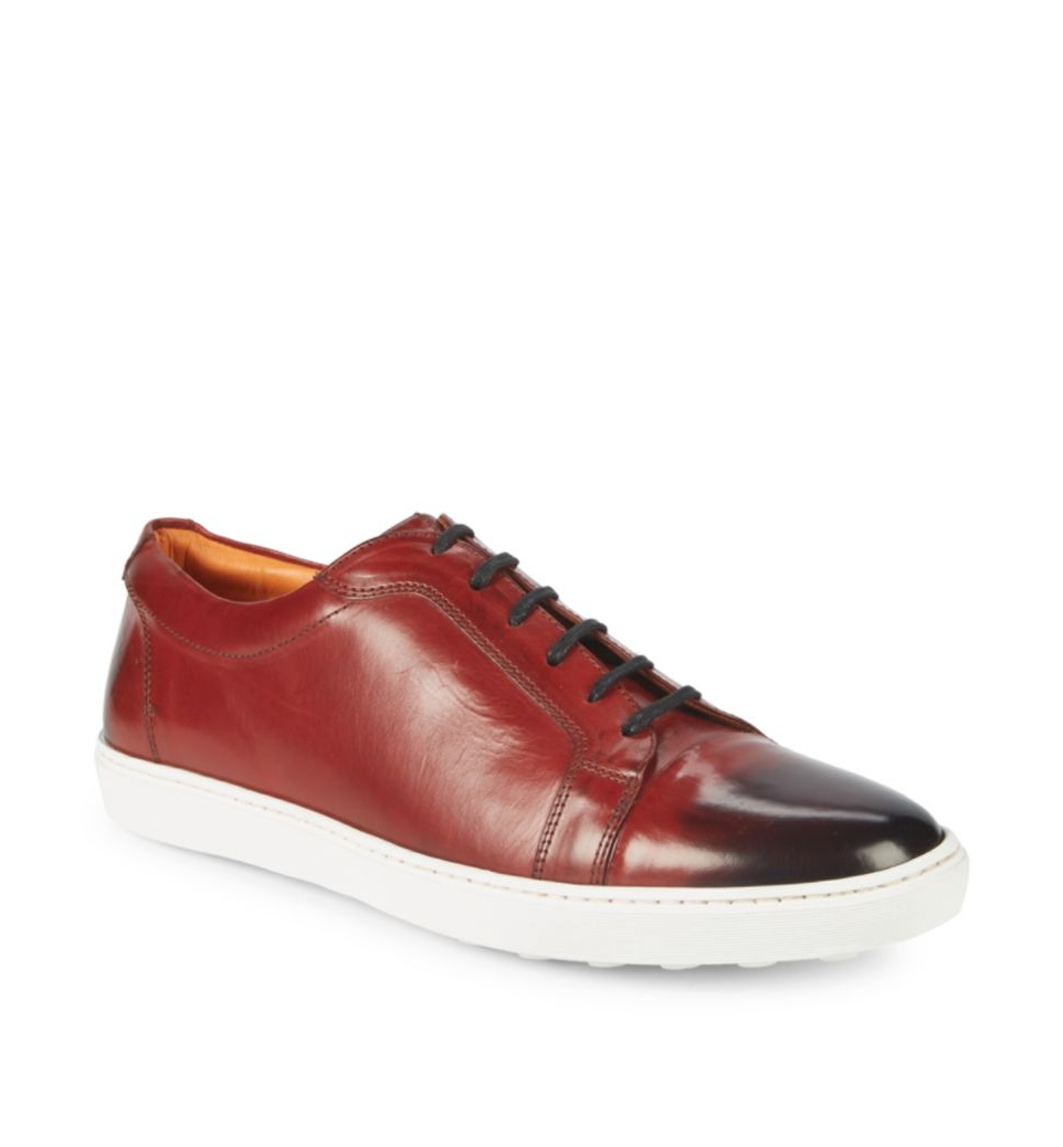 NETTLETON - "Parma" Leather Low-Top Sneakers Hand Patina Red - 43EU (10US)