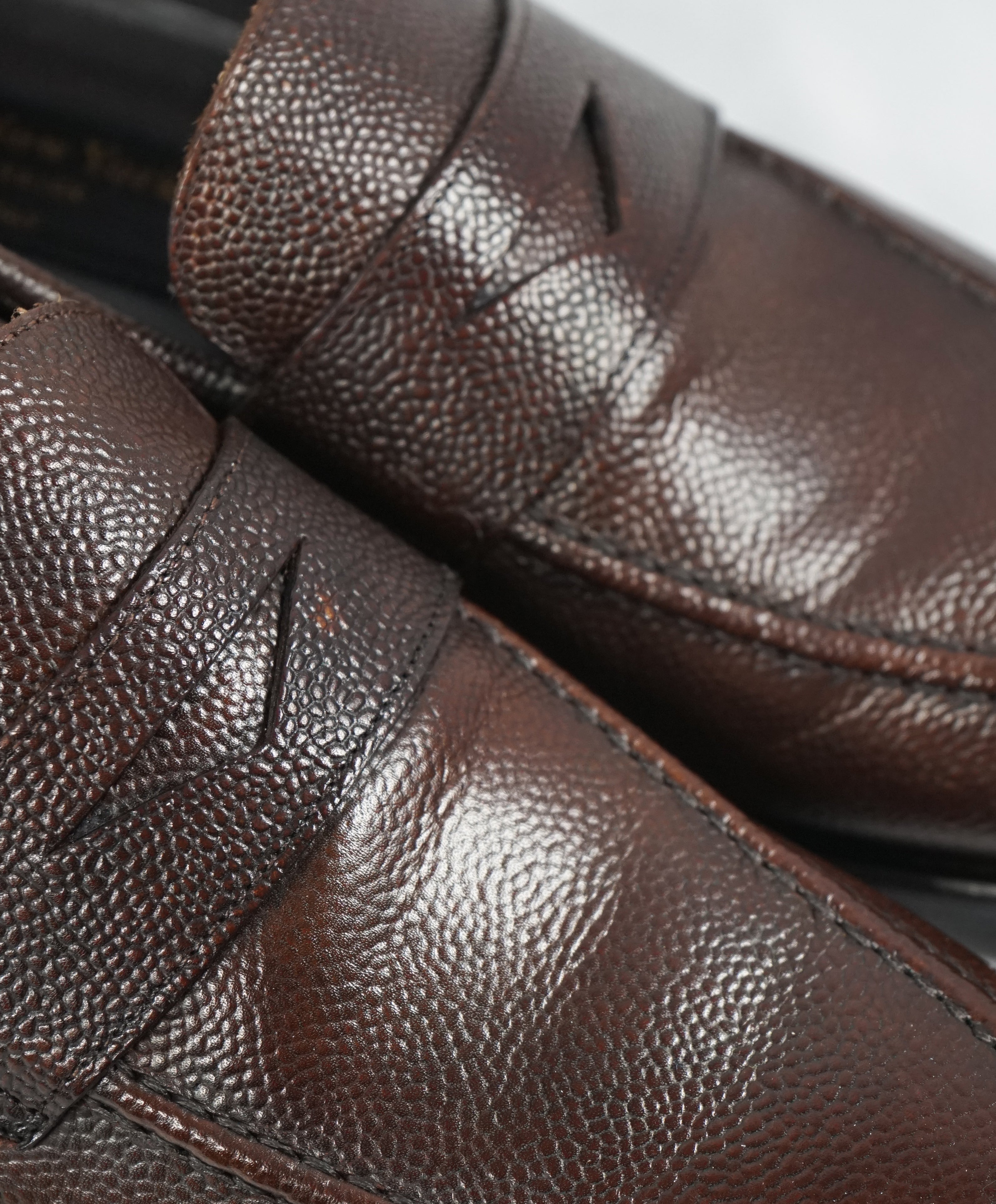 TO BOOT NEW YORK - “James” Brown Pebbled Leather Round Penny Loafers - 8.5