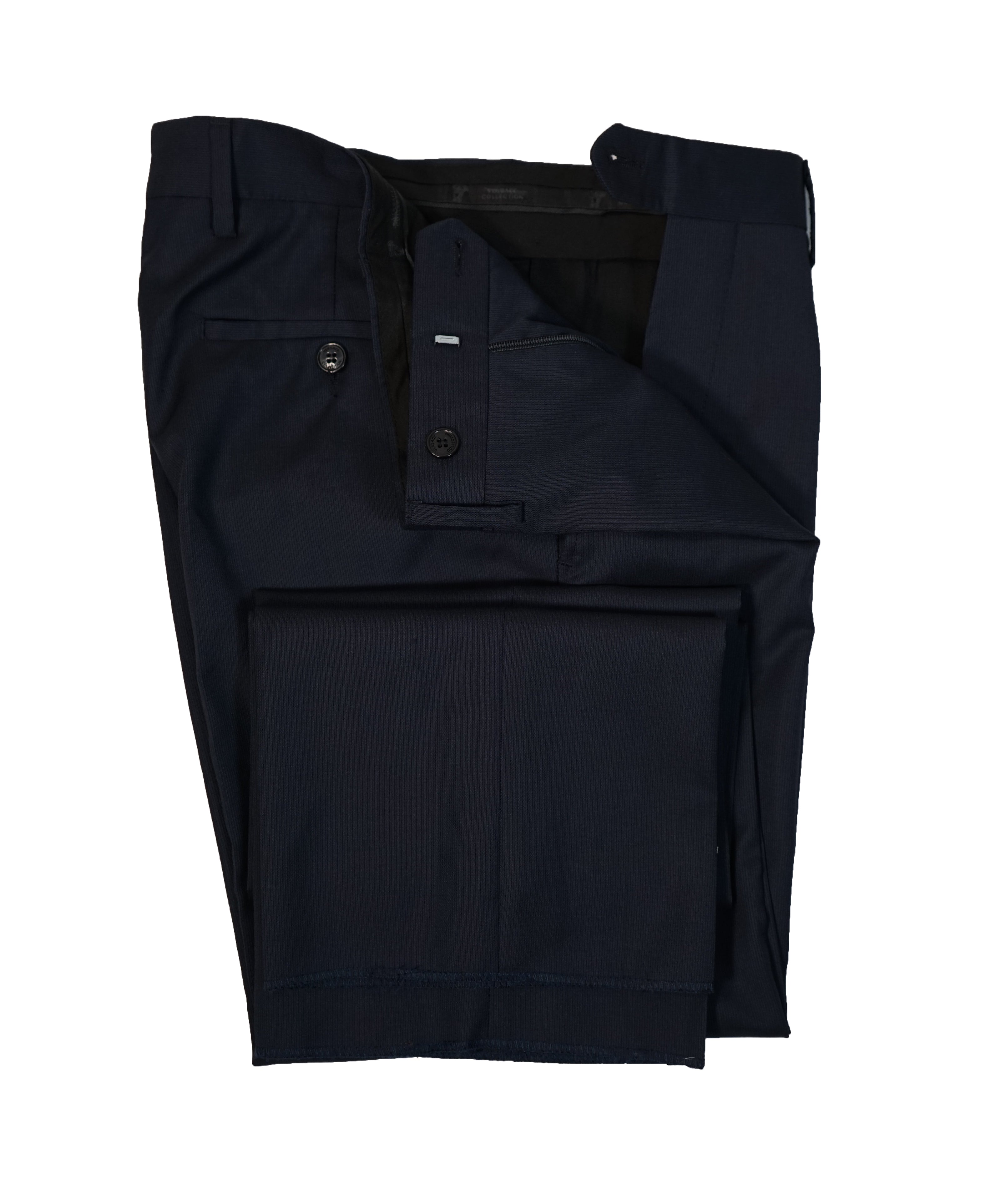 VERSACE COLLECTION - Flat Front Navy Micro Stripe Dress Pants - 30W