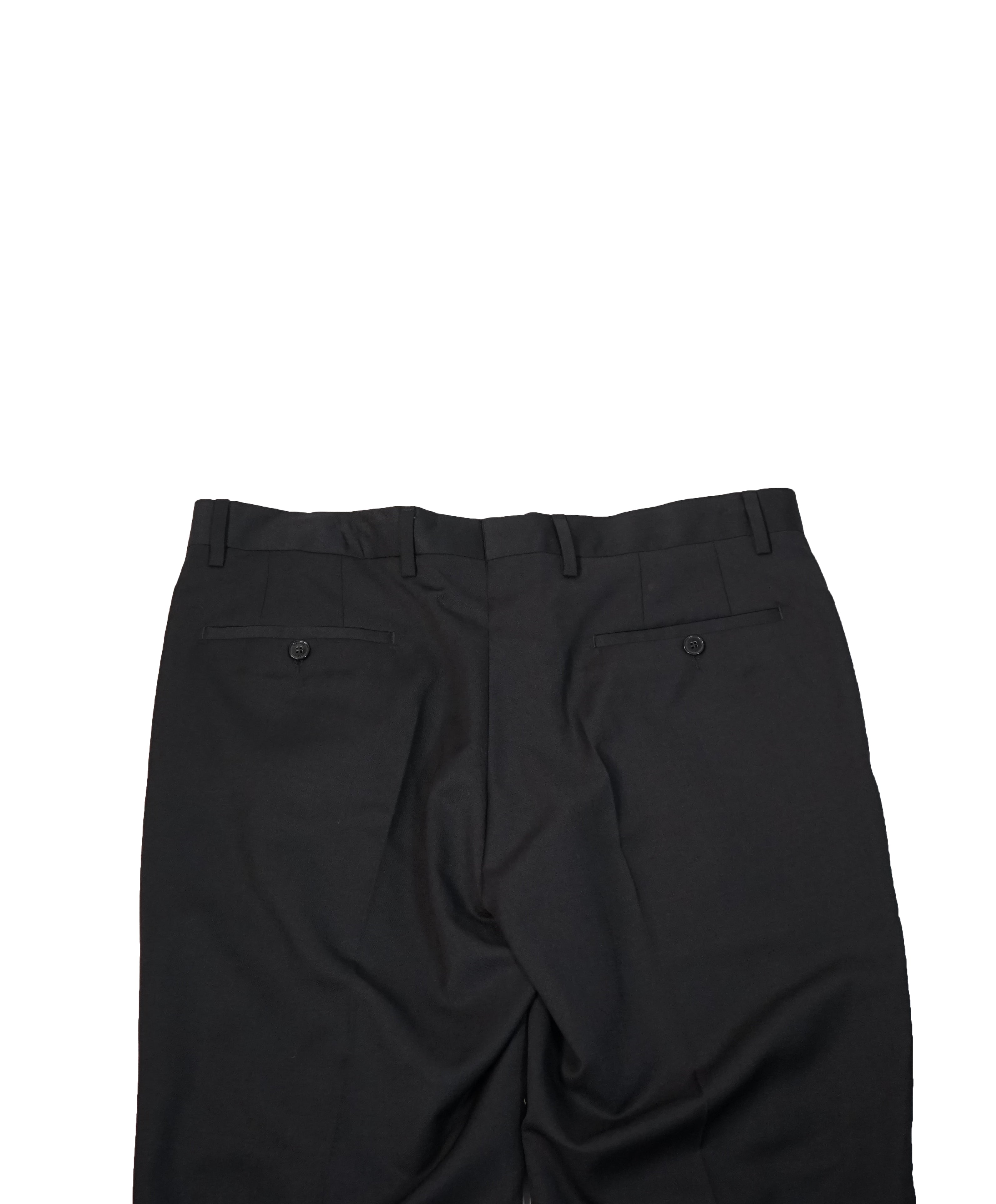 VERSACE COLLECTION - Flat Front Solid Black Dress Pants - 34W