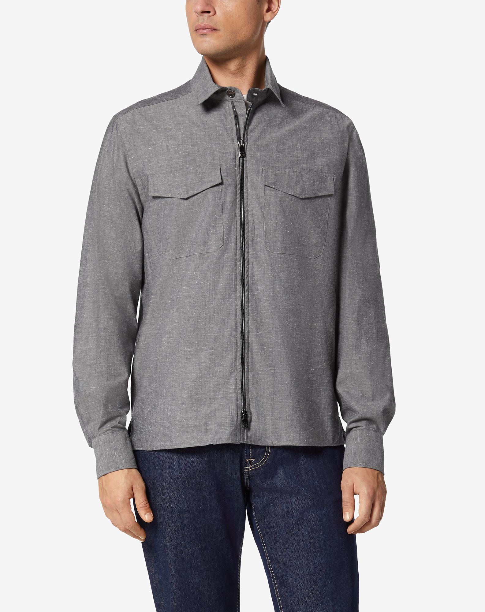 $595 CORNELIANI - Cotton Gray Circle Shirt Jacket Coat - 42 US (52EU) Large