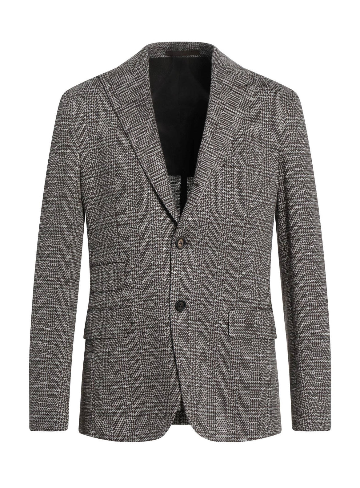 ELEVENTY - Brown HOUNDSTOOTH Semi-Lined Peak COTTON/LINEN Blazer - 40 (50 EU)