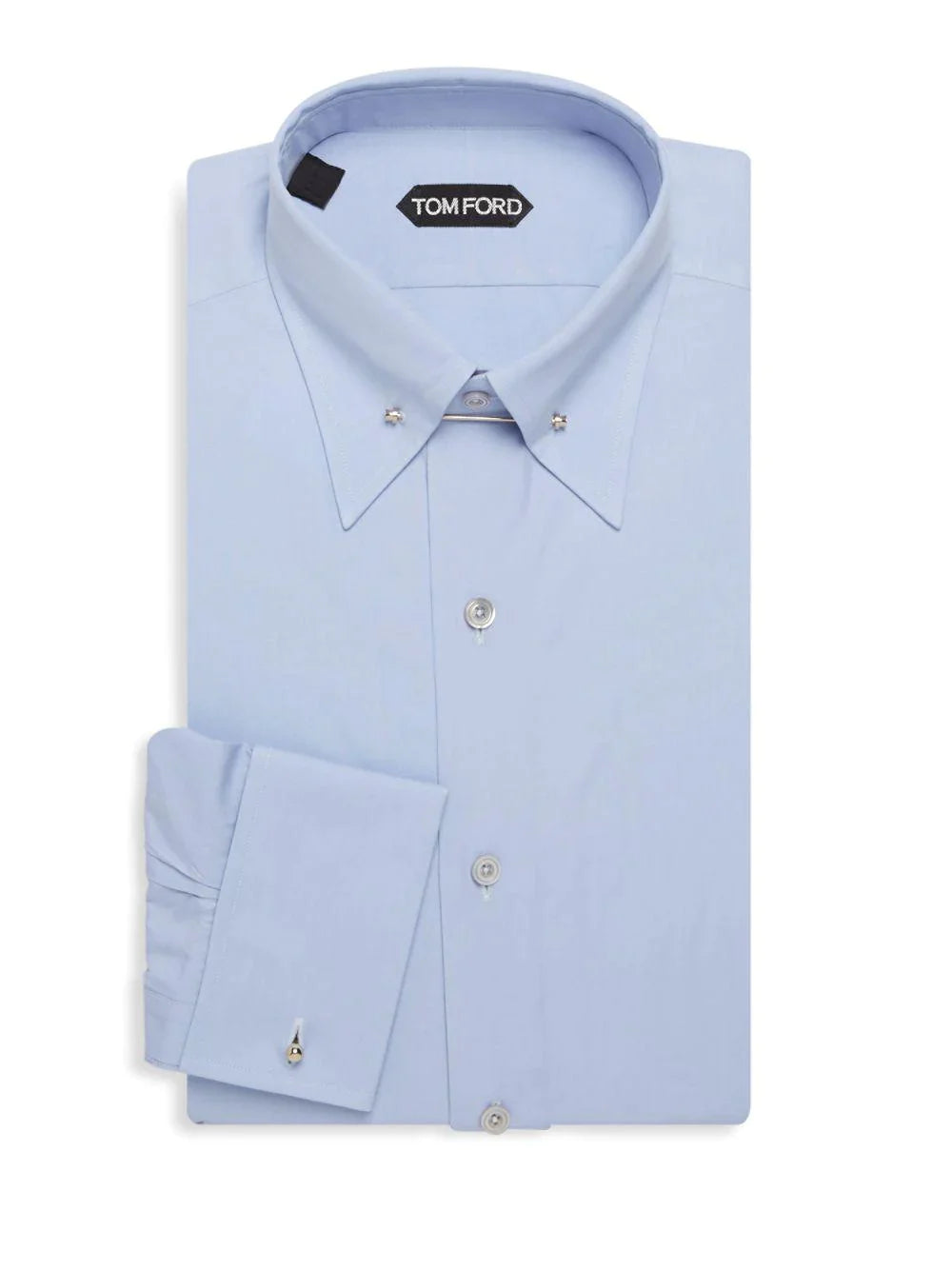 $780 TOM FORD - *COLLAR BAR* Blue French Cuff Button Down Shirt - 15.75