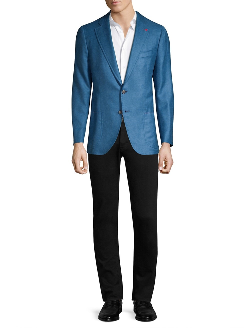 $4,695 ISAIA - 93% CASHMERE 7% SILK Teal Blue Logo Blazer - 42L
