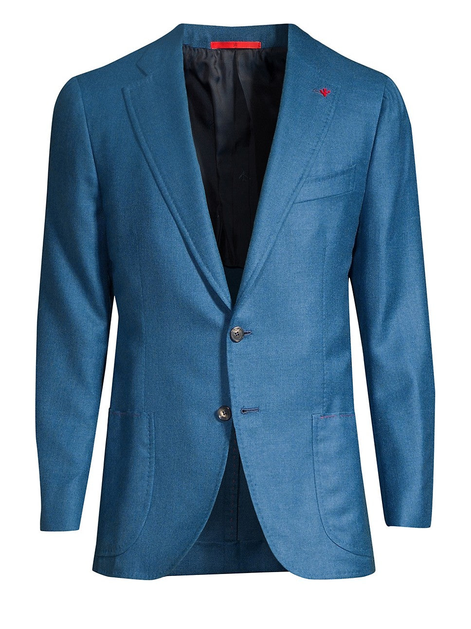 $4,695 ISAIA - 93% CASHMERE 7% SILK Teal Blue Logo Blazer - 42L