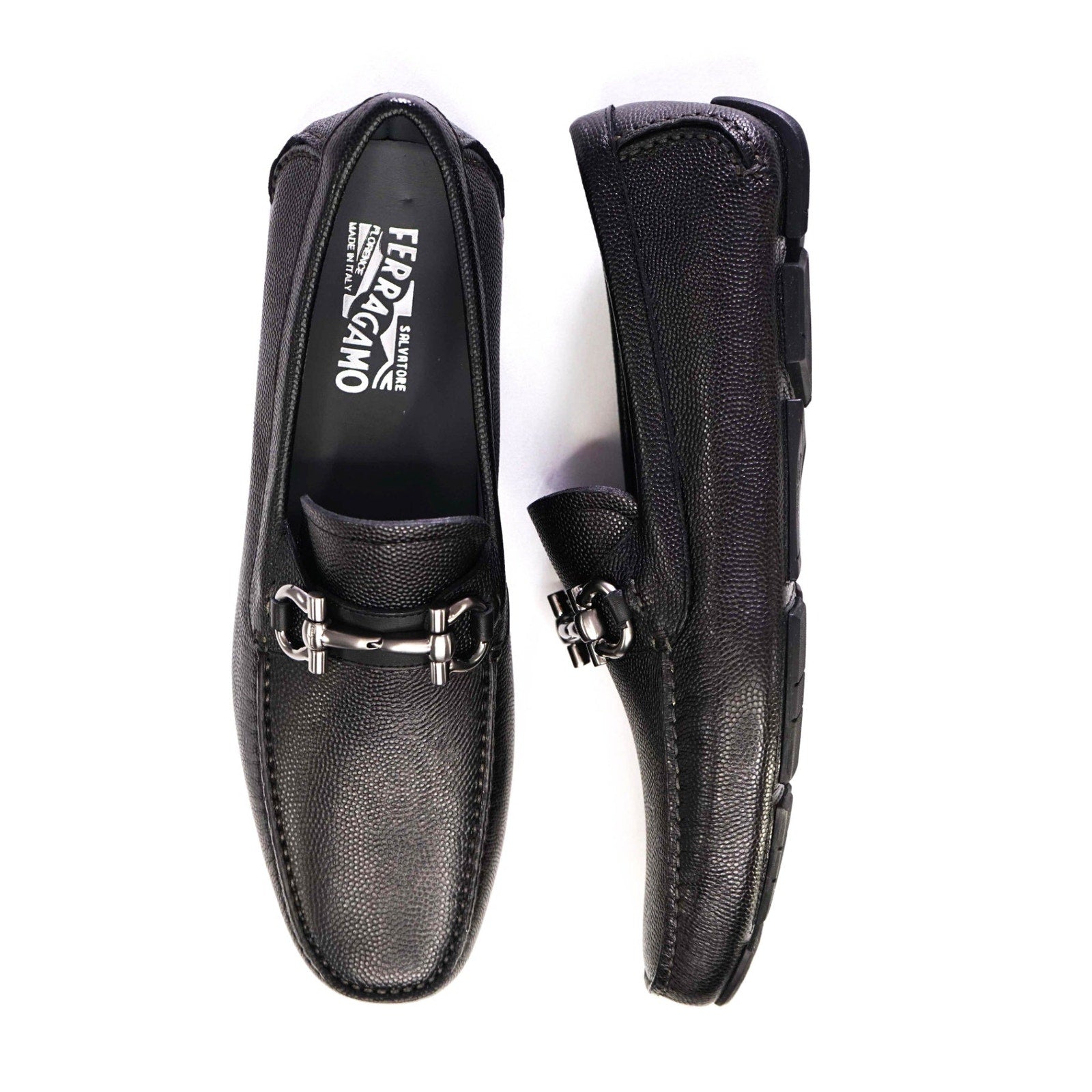 $800 Salvatore Ferragamo "PARIGI" Black Pebbled Leather Loafer 9 D (42 EU)