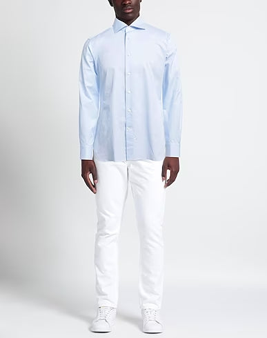$550 ERMENEGILDO ZEGNA - Light Blue Button Down Spread Collar Shirt - M