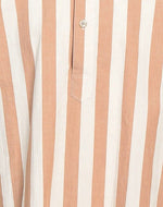 $495 ELEVENTY - Popover Cotton/Linen Ivory/Camel Button Shirt - S (39EU)