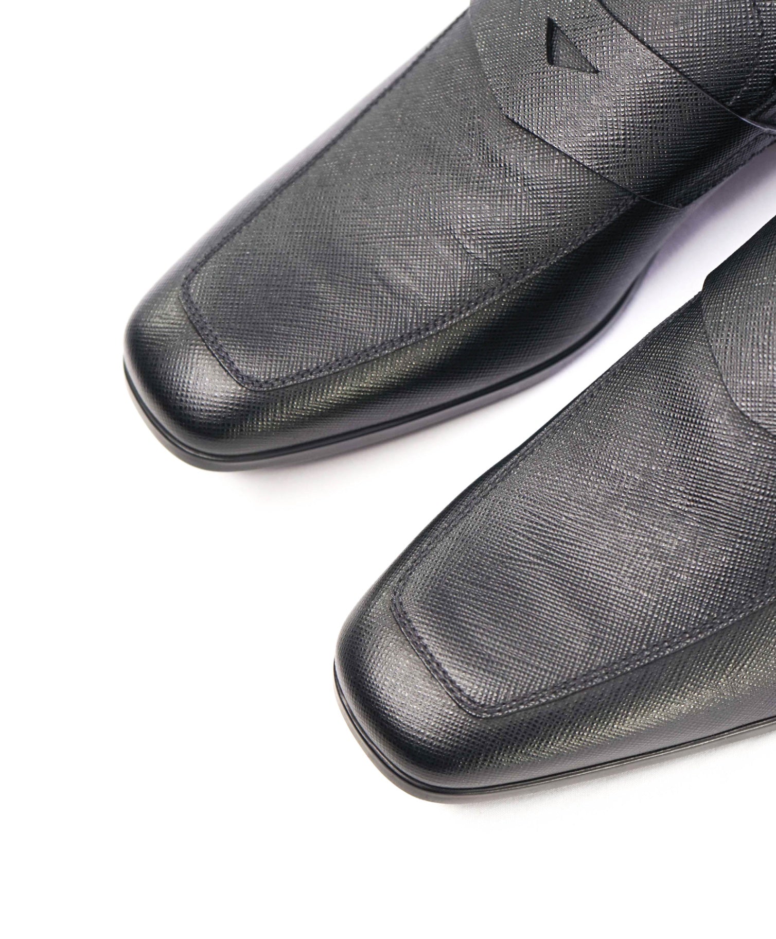 Prada Black Textured Saffiano Leather Penny Loafers 9.5 US (8.5 IT)