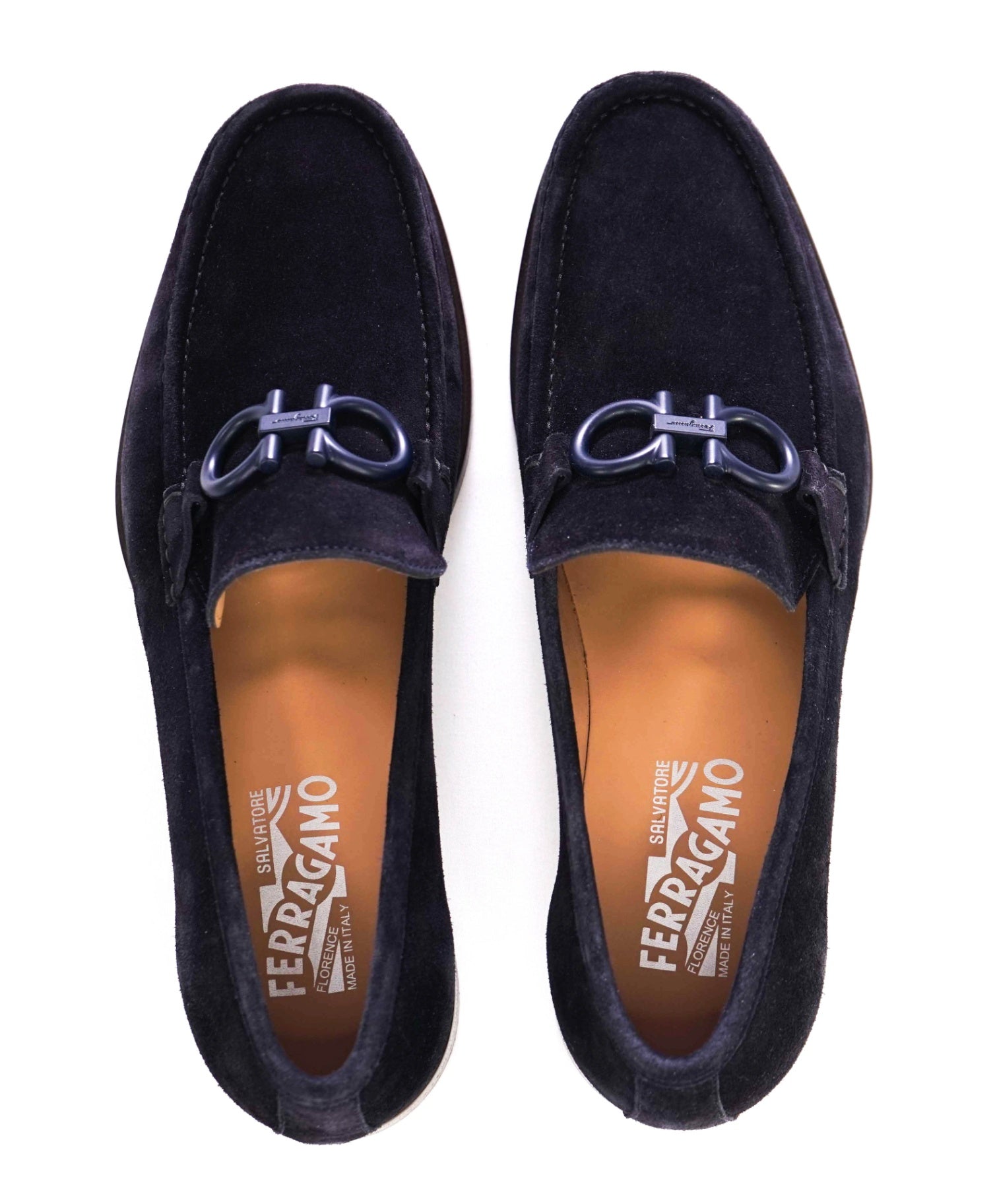 Salvatore Ferragamo *ROLLO* Dark Blue Suede Loafers 9.5 E