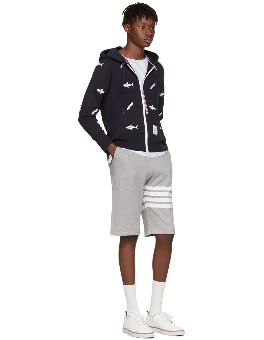 $1,530 Thom Browne Navy Shark & Surfboard Zip Hoodie Sweater M (SZ 2)