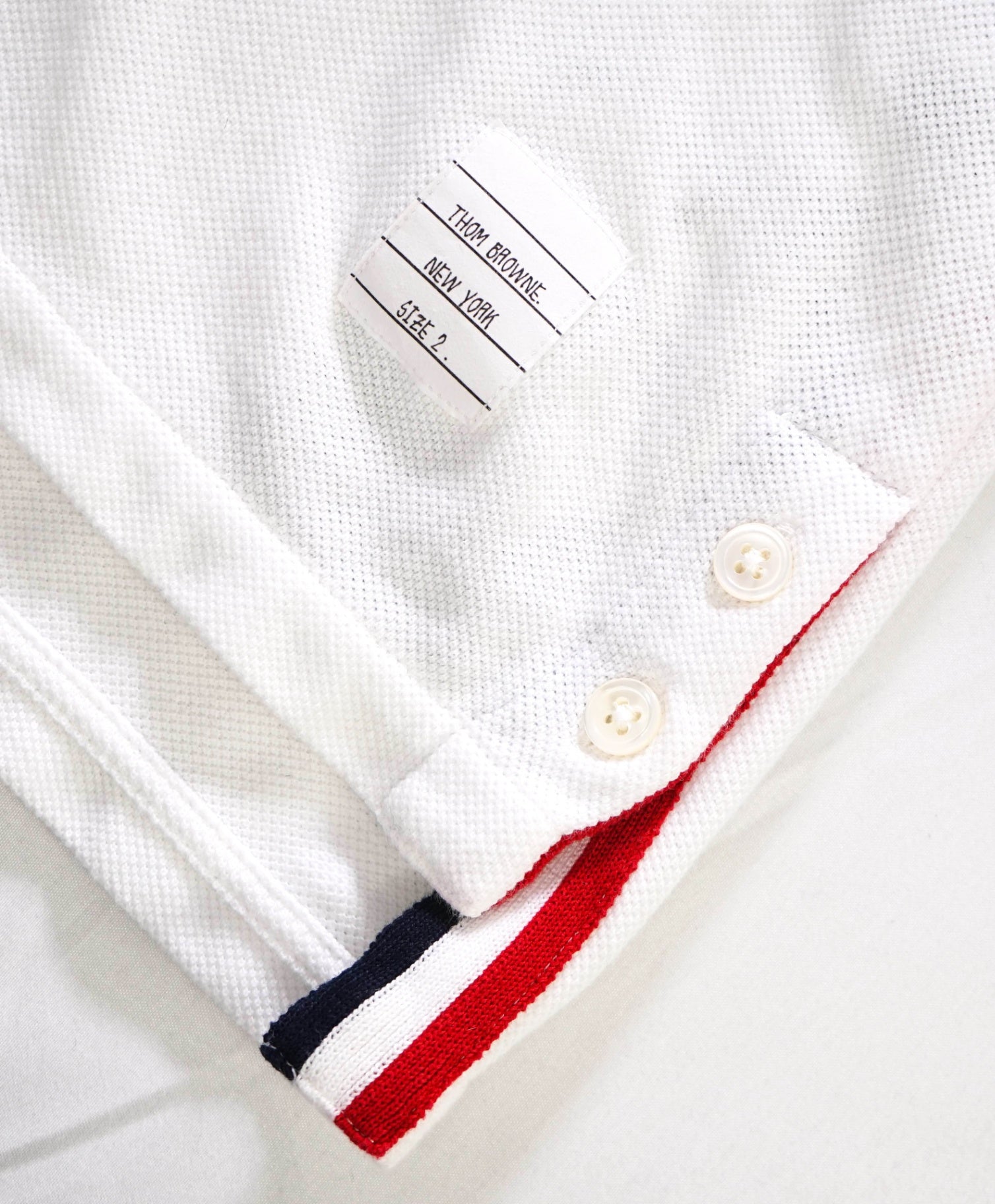 $395 Thom Browne Solid White Polo Cotton Shirt (SZ 2) Small
