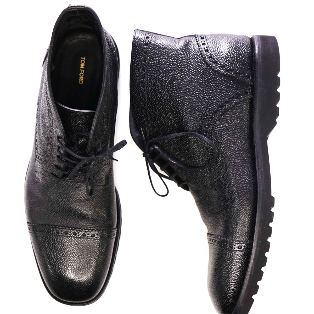 TOM FORD BLACK GRAINED BOOTS LEATHER HIGH TOP 11US $845 Tom Ford Black Grained Boots Leather High Top 12US (11.5T) main image 2