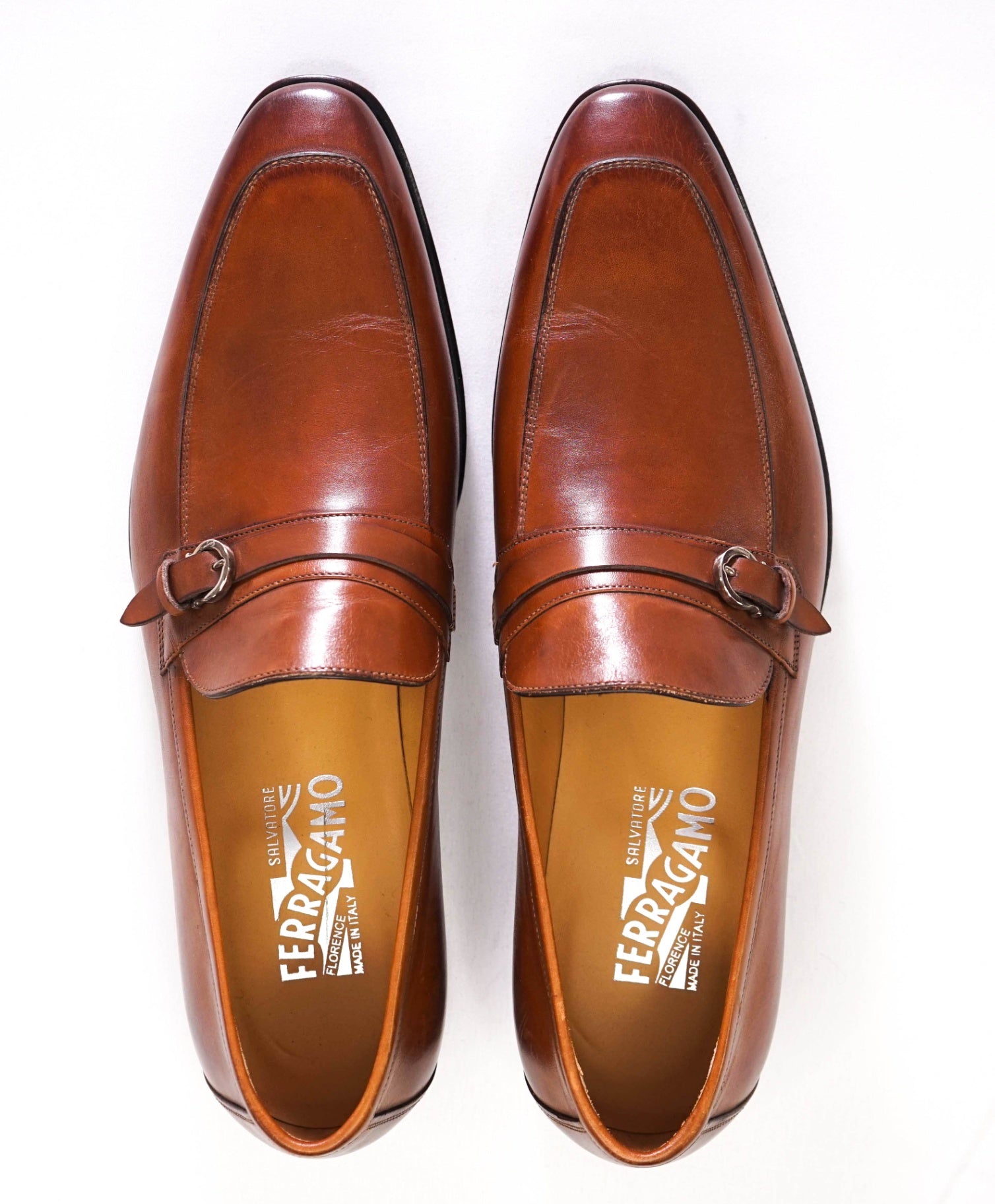 Salvatore Ferragamo TRAMEZZA Solid Brown Loafers Leather Footwear 10.5 B
