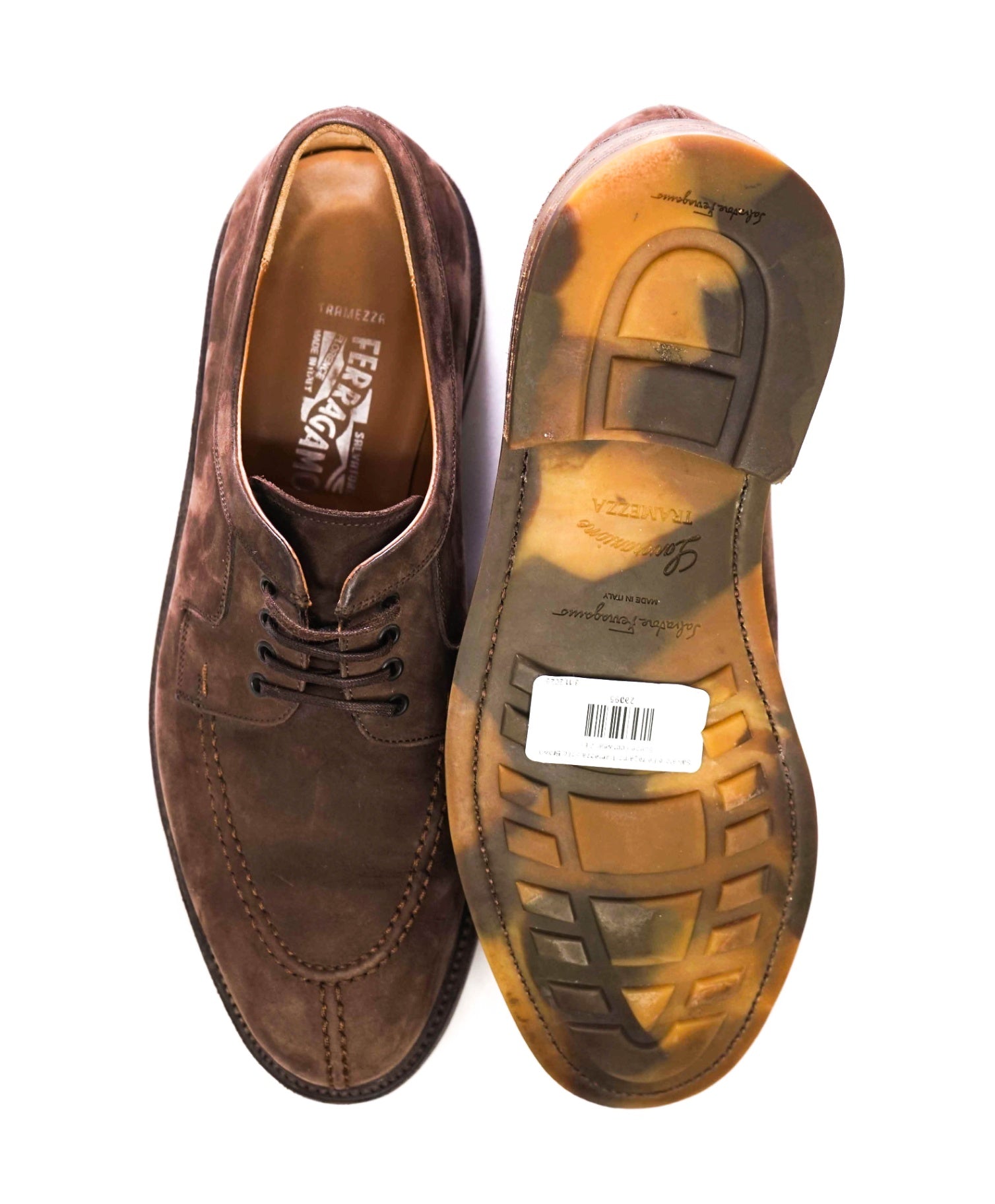$1,295 Salvatore Ferragamo Tramezza Brown Suede Oxfords 7 EE