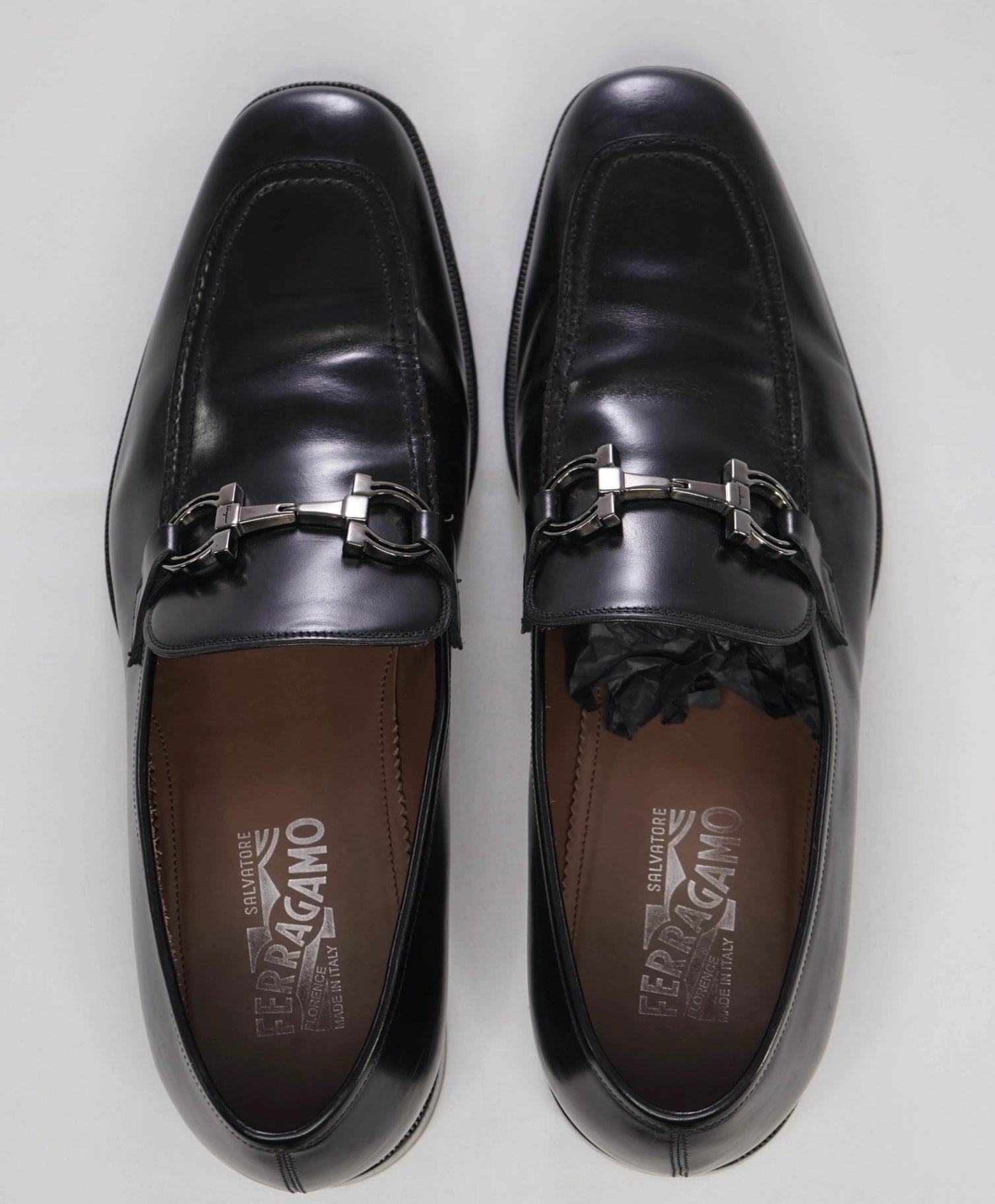 Salvatore Ferragamo Solid Black Leather Gancini Loafer Footwear 11.5 EE