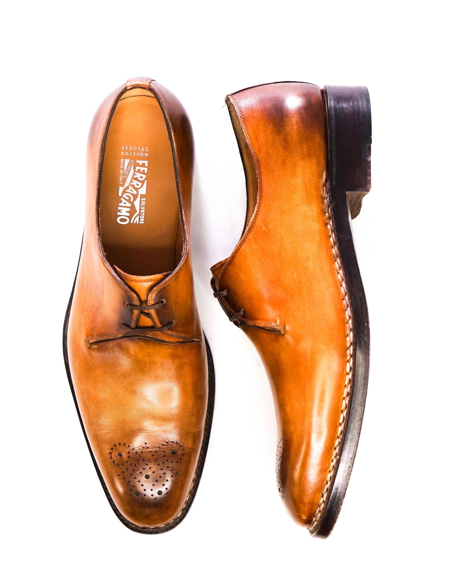 $1,595 Salvatore Ferragamo *Special Edition* TRAMEZZA Brown Oxford 12 D