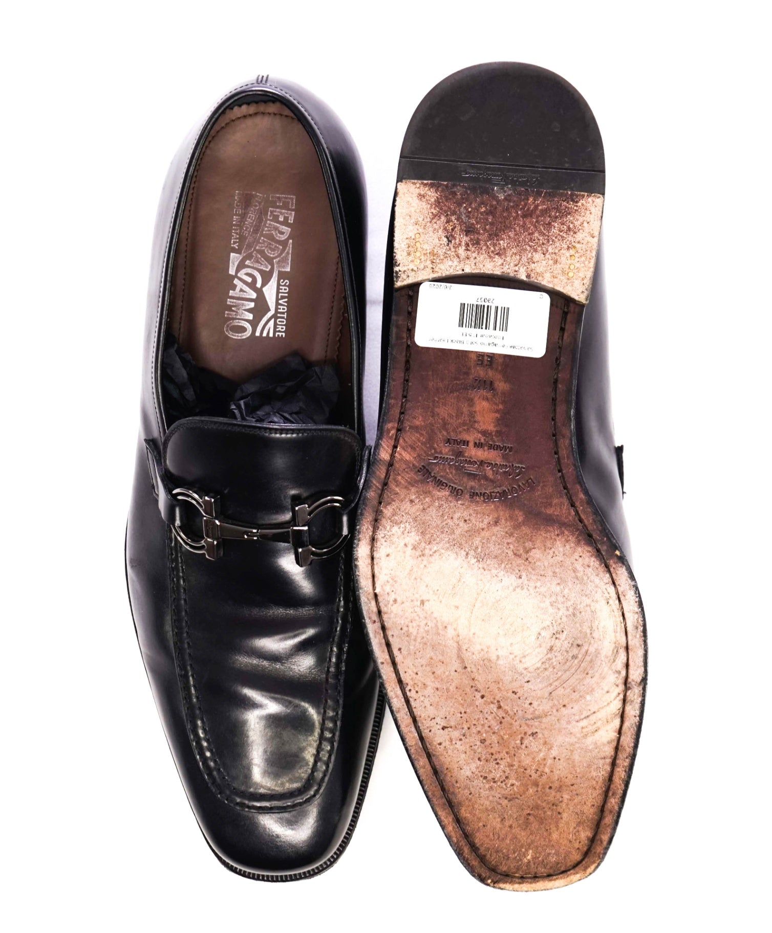 Salvatore Ferragamo Solid Black Leather Gancini Loafer Footwear 11.5 EE