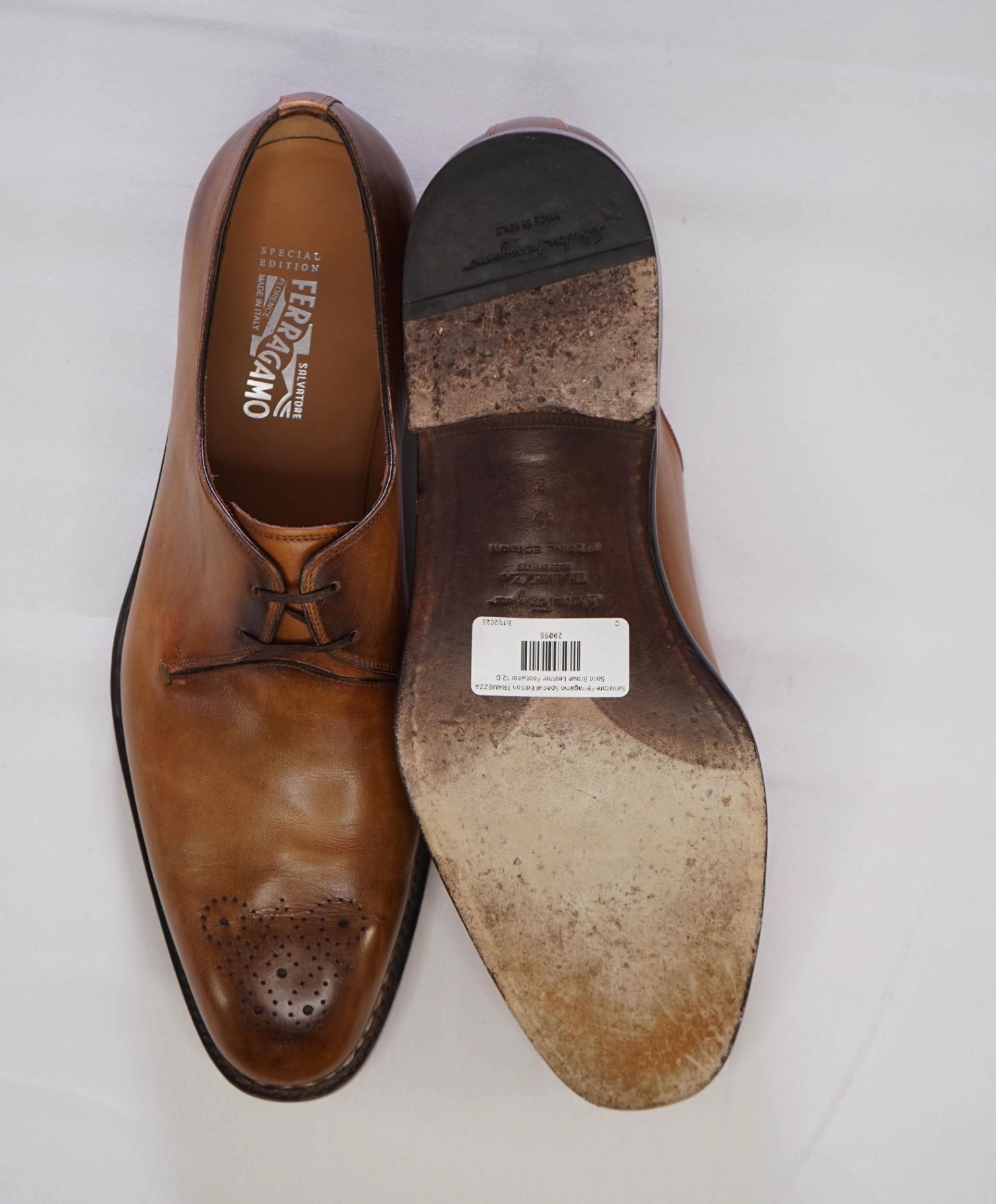 $1,595 Salvatore Ferragamo *Special Edition* TRAMEZZA Brown Oxford 12 D
