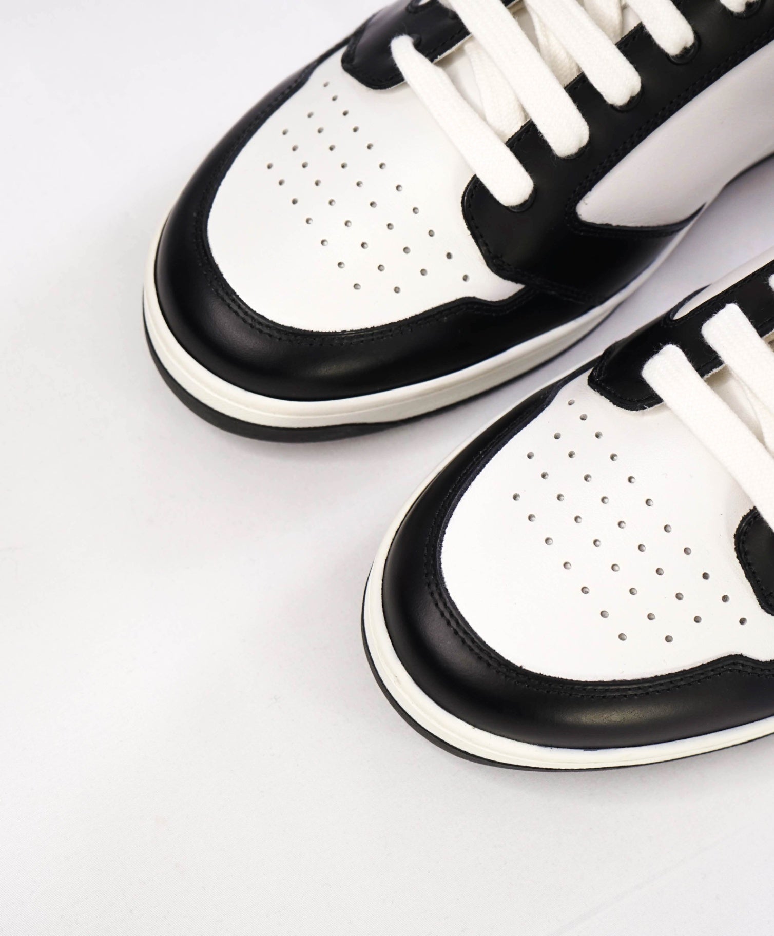Prada *DOWNTOWN* White/Black Leather Sneaker Footwear 9US (8IT)