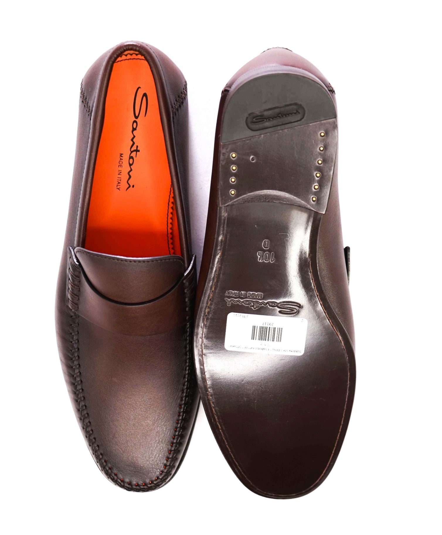 Santoni Solid Brown Moc Penny Loafers Leather 11.5 US (10.5 IT)