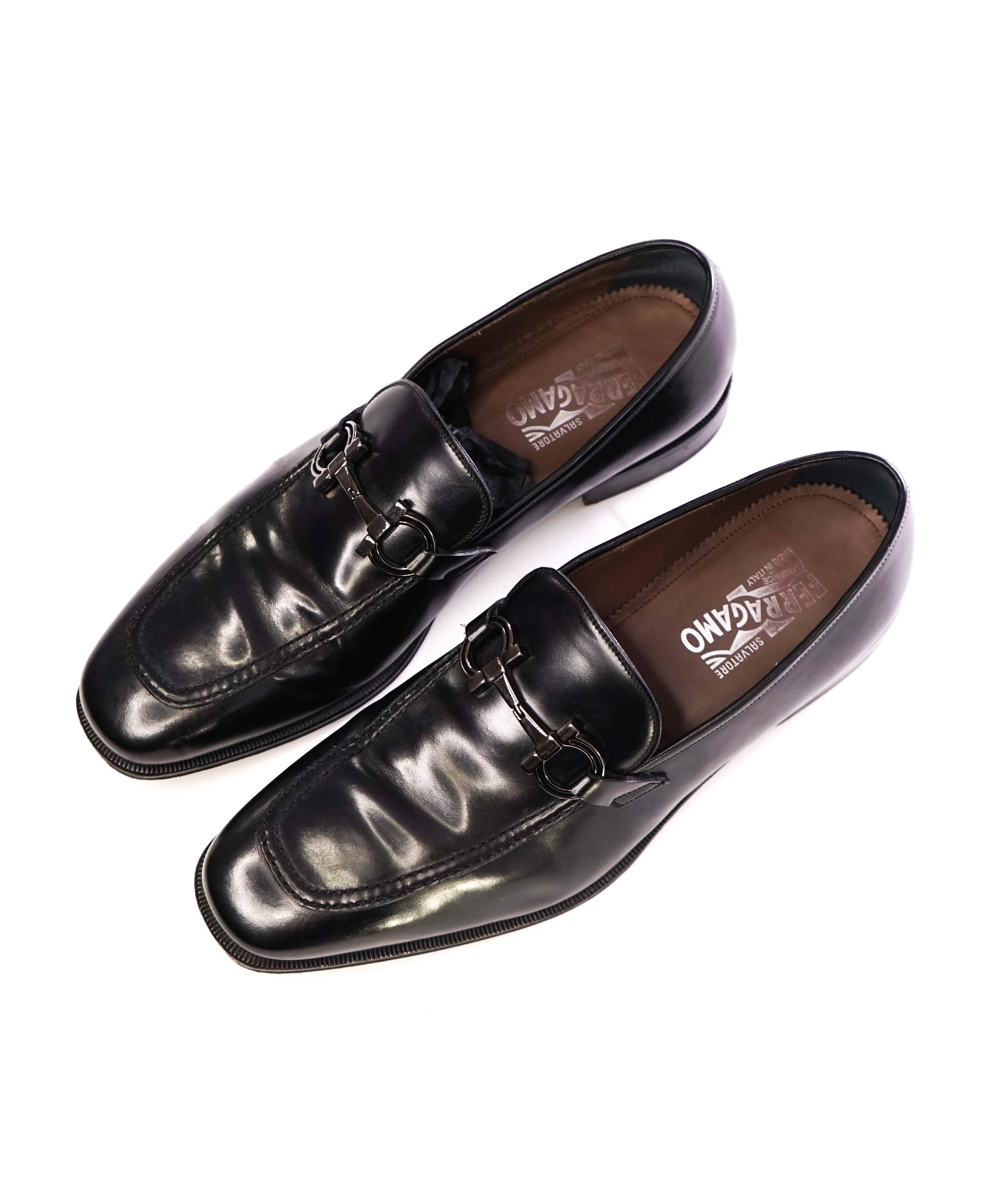 Salvatore Ferragamo Solid Black Leather Gancini Loafer Footwear 11.5 EE