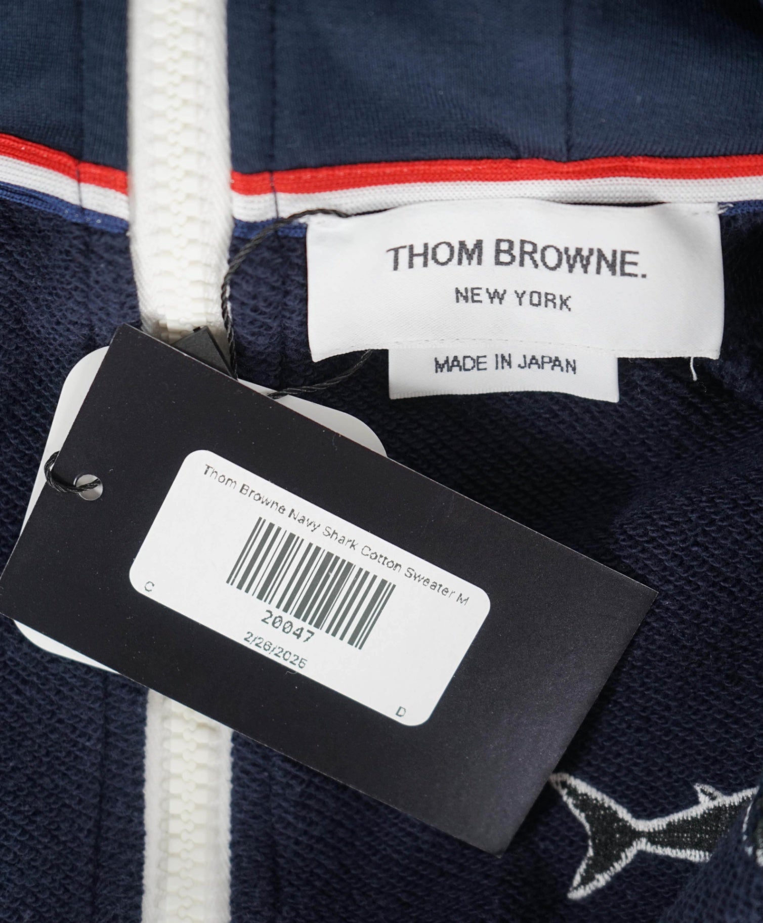 $1,530 Thom Browne Navy Shark & Surfboard Zip Hoodie Sweater M (SZ 2)